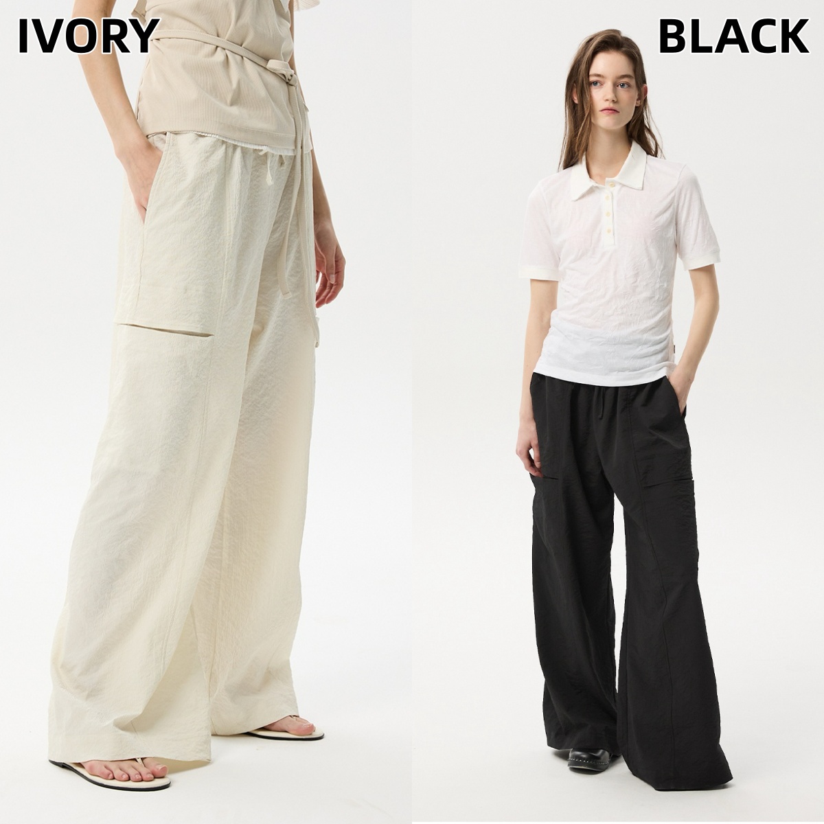 ML17 / CUT LINE WIDE BANDING PANTS