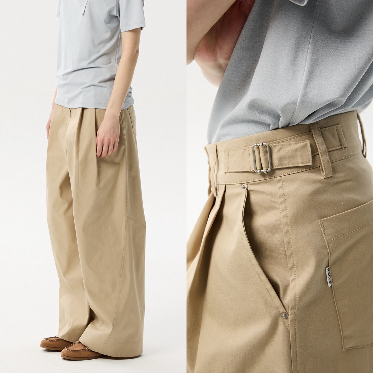ML18 / CURVED WIDE PANTS