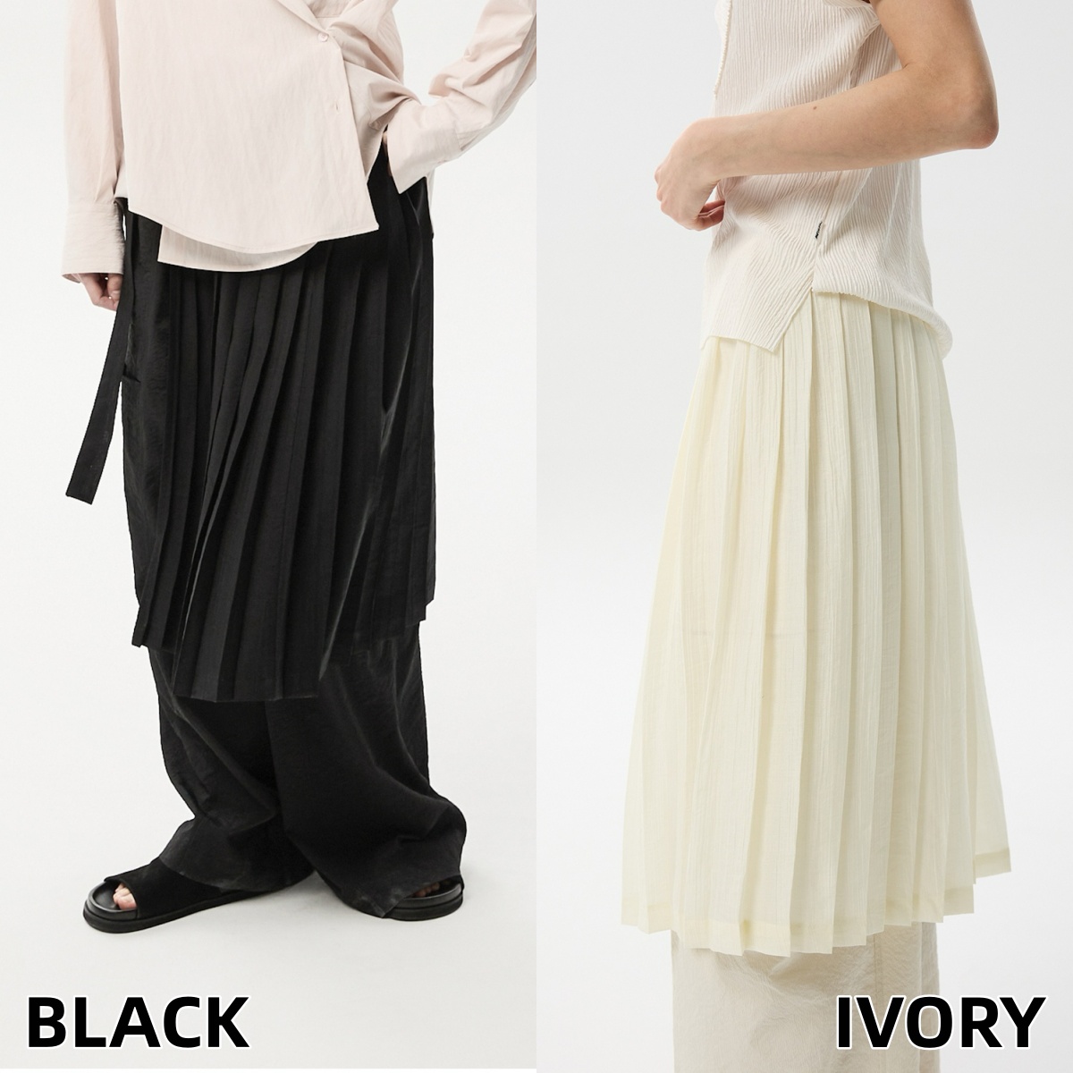 ML21 / PLEATS LAYERED SKIRT