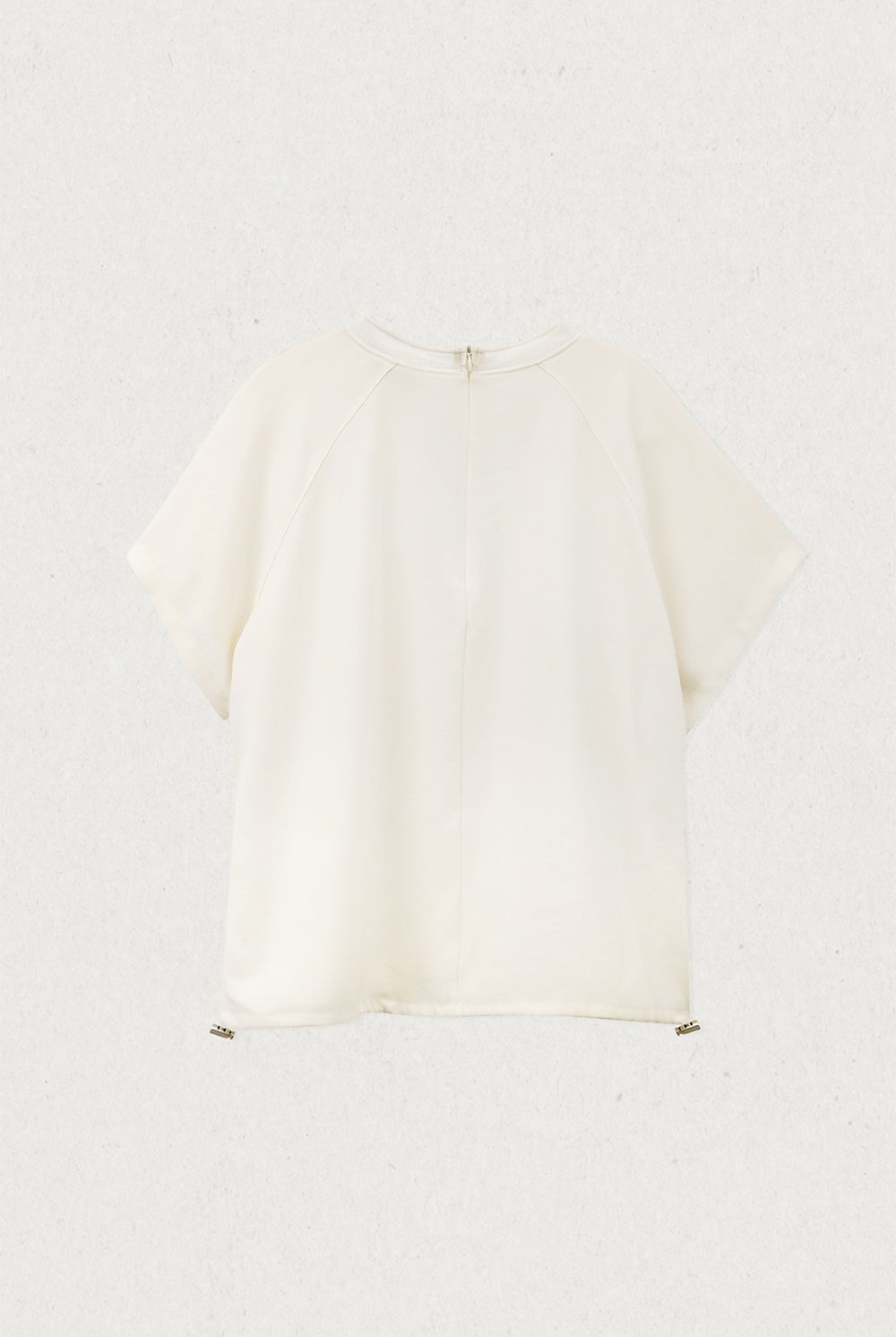 WW29 / SILKY SHEER NECK STRING SHORT SLEEVE BLOUSE