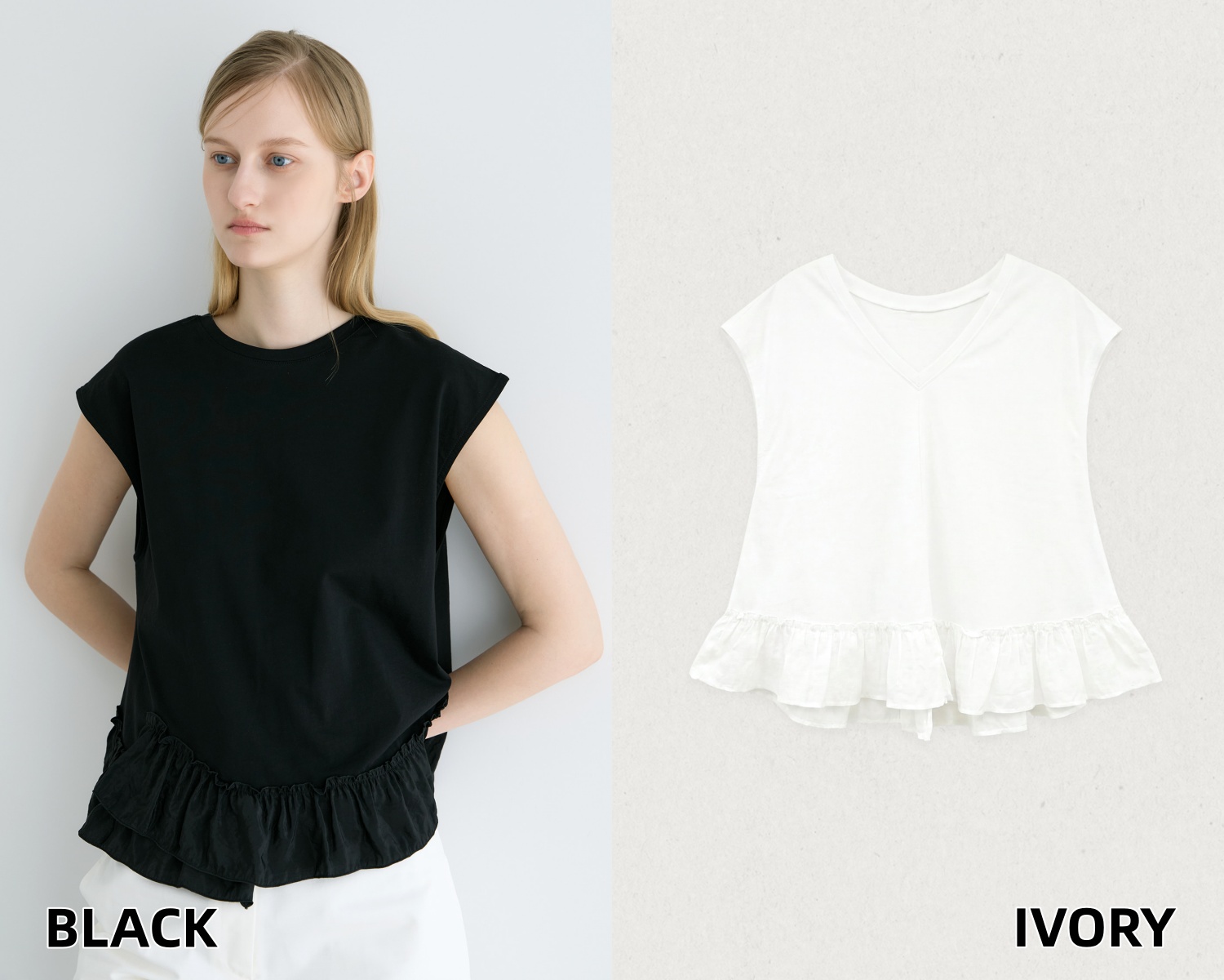 WW28 / RV FRILL CAP SLEEVES TEE