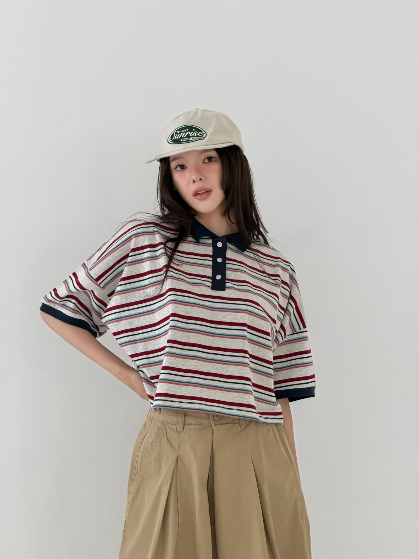 PG39 / DROP SHOULDER STRIPE POLO
