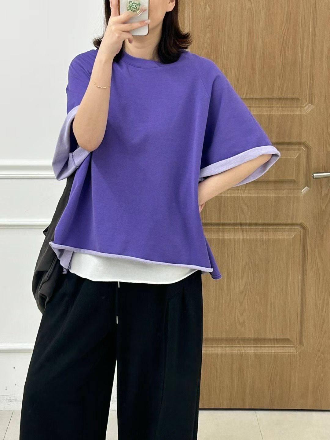 KR07 / RAGLAN SLEEVES RAW EDGE TEE