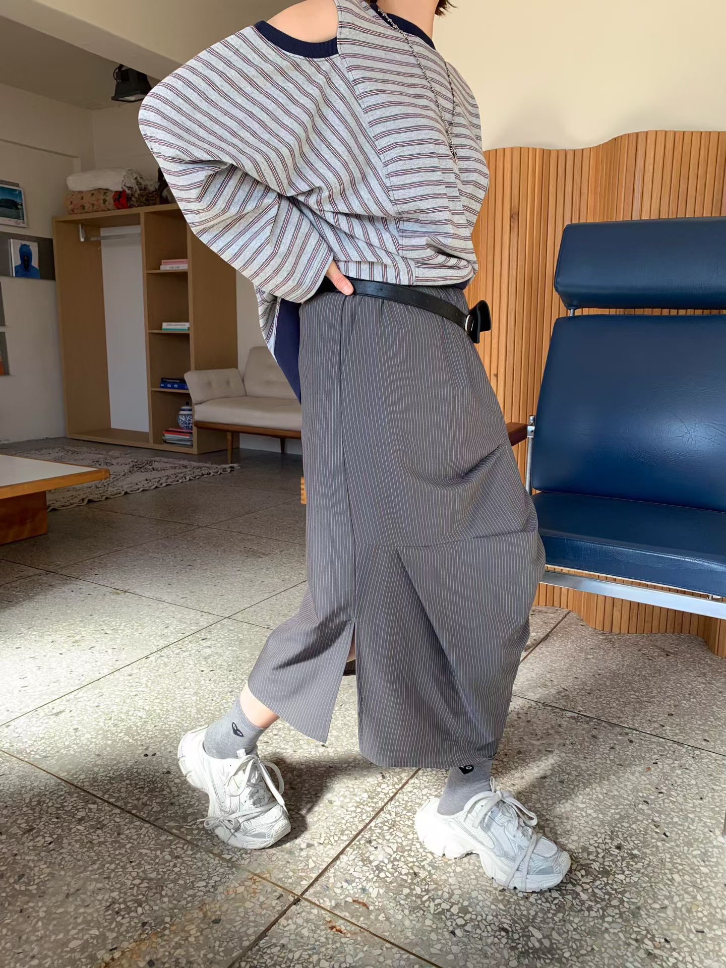 KL13 / BANDED WAIST DRAPE SKIRT