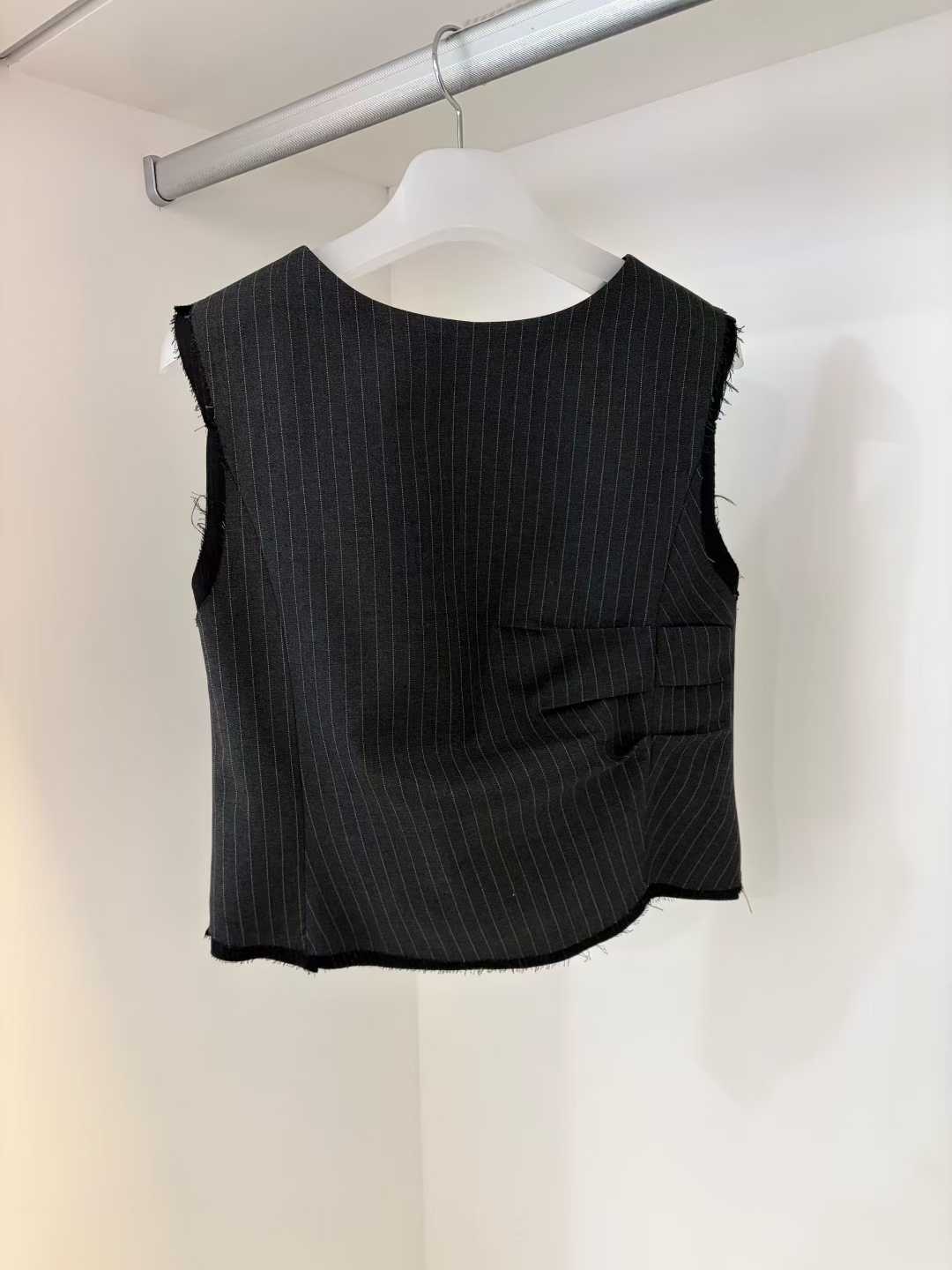 ELIZA RAW EDGE PINSTRIPE VEST