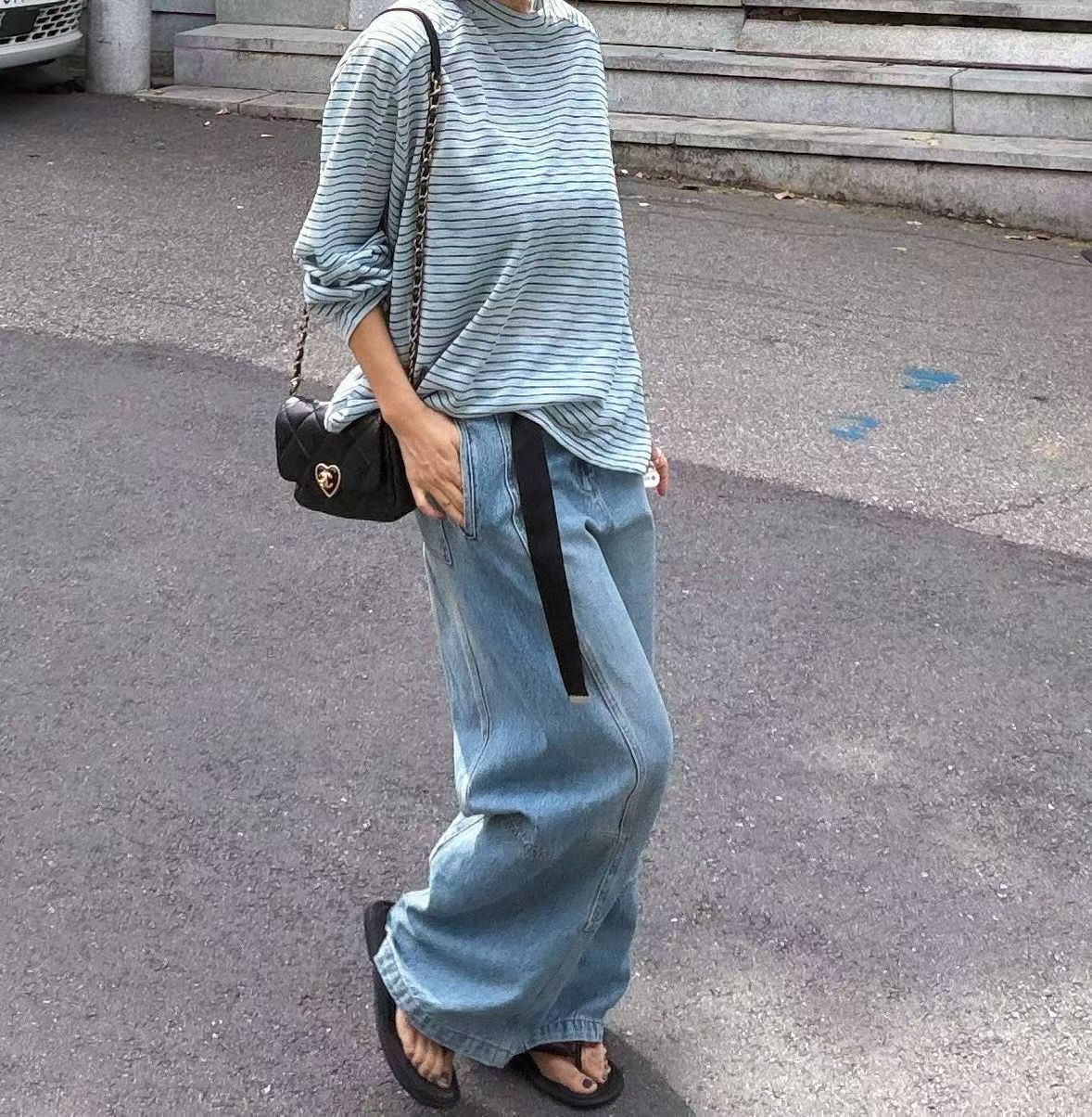 PT18 / BELTED LOOSE FIT POCKET JEANS