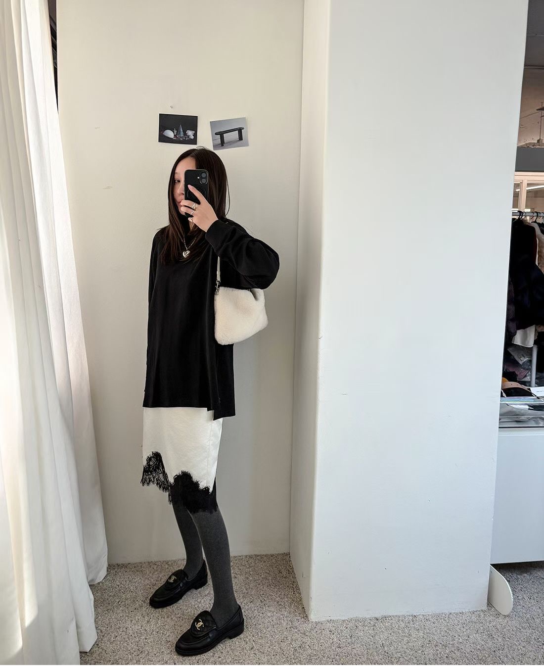 TS14 / ELASTIC BANDING SATIN/LACE MIDI SKIRT