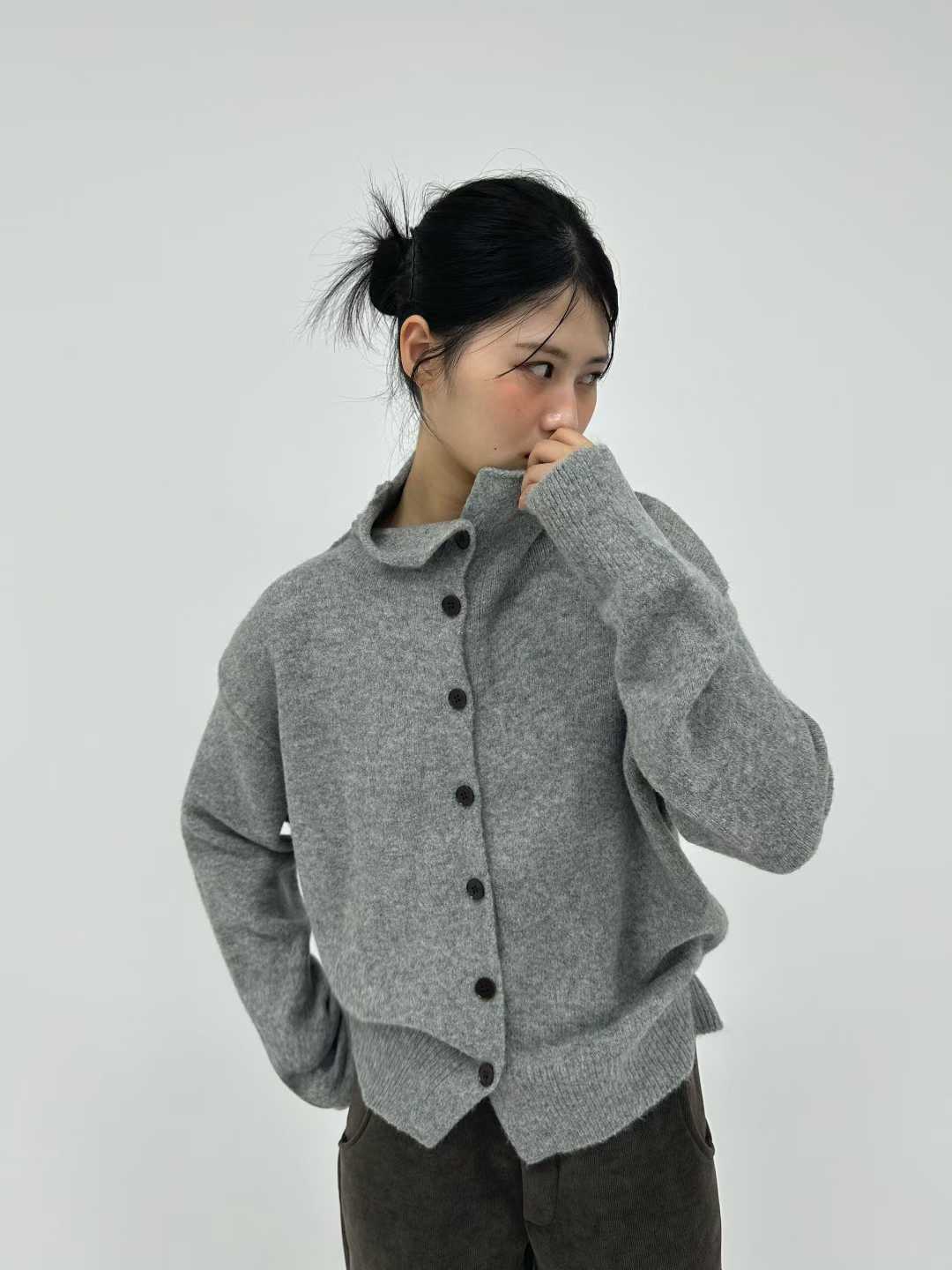 DOVA SLOUCHY HIGH COLLAR CARDIGAN