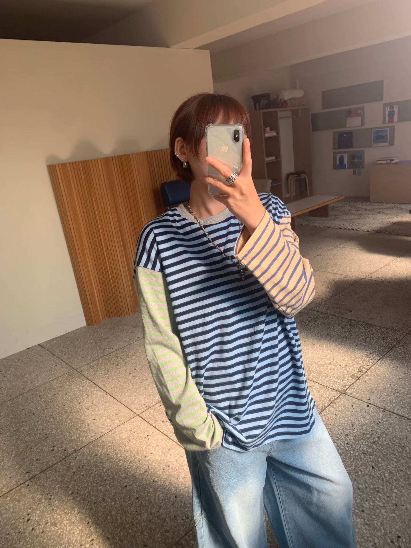 KL17 / COLOR-BLOCK 3 TONE STRIPE TEE