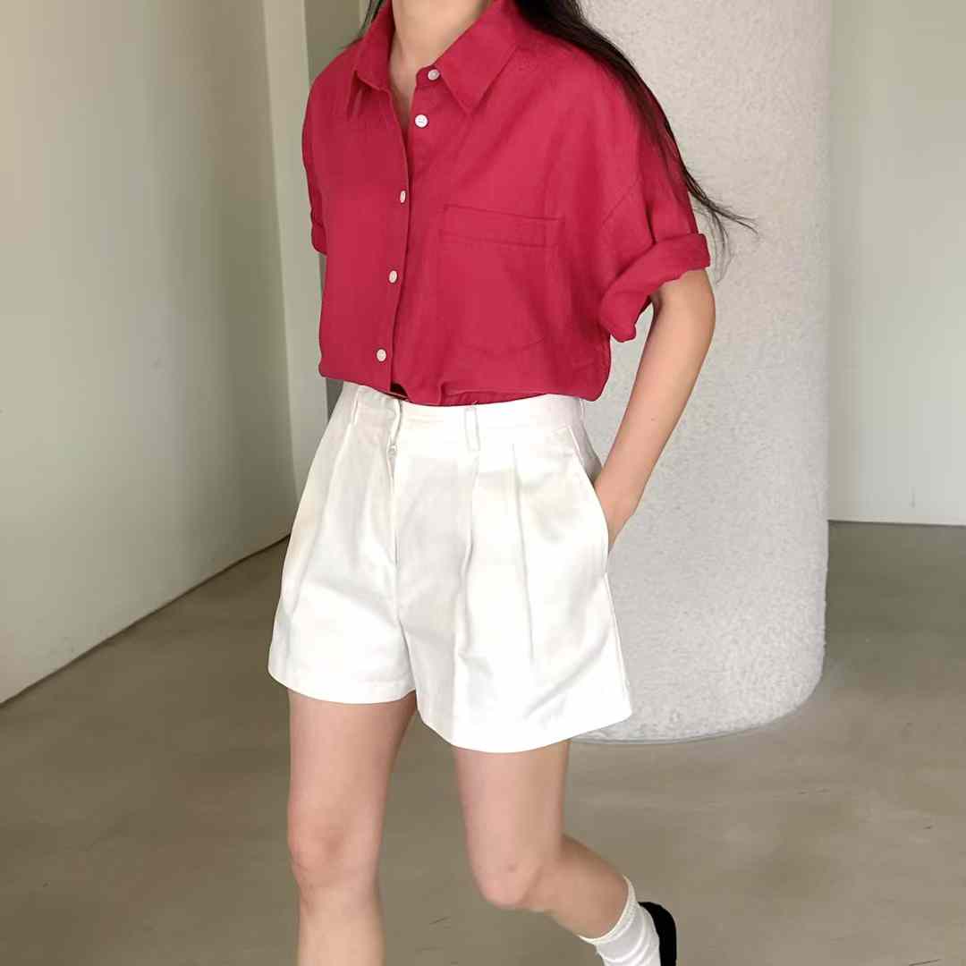 DION SHORT SLEEVES POCKET COLLAR SHIRT