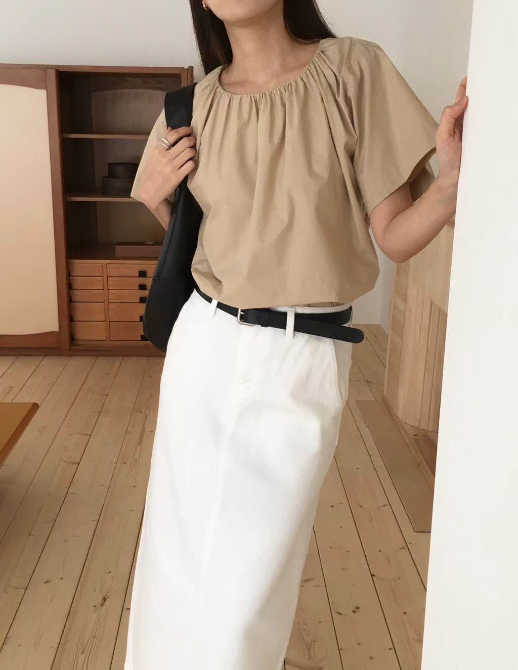 EDDIE SHIRRING COLLAR BLOUSE