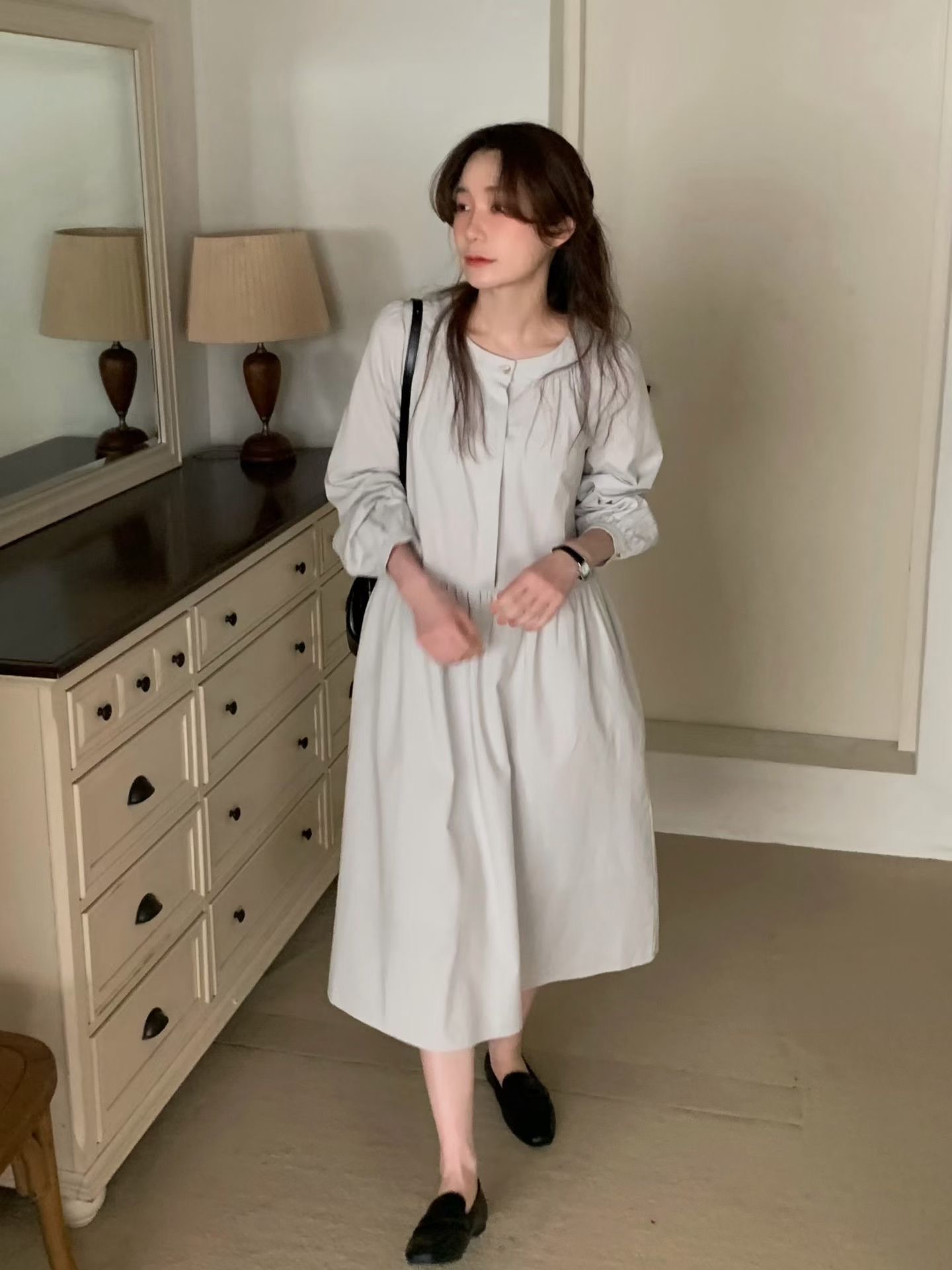 JU12 / DROP WAIST BUTTON DOWN DRESS