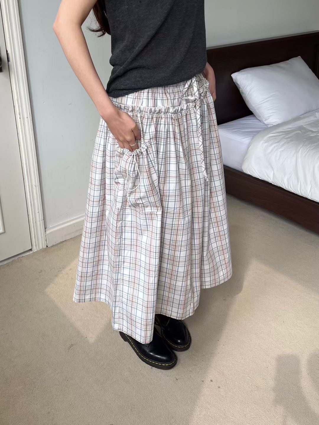 PG36 / ELASTIC BANDING CHECKERED SKIRT