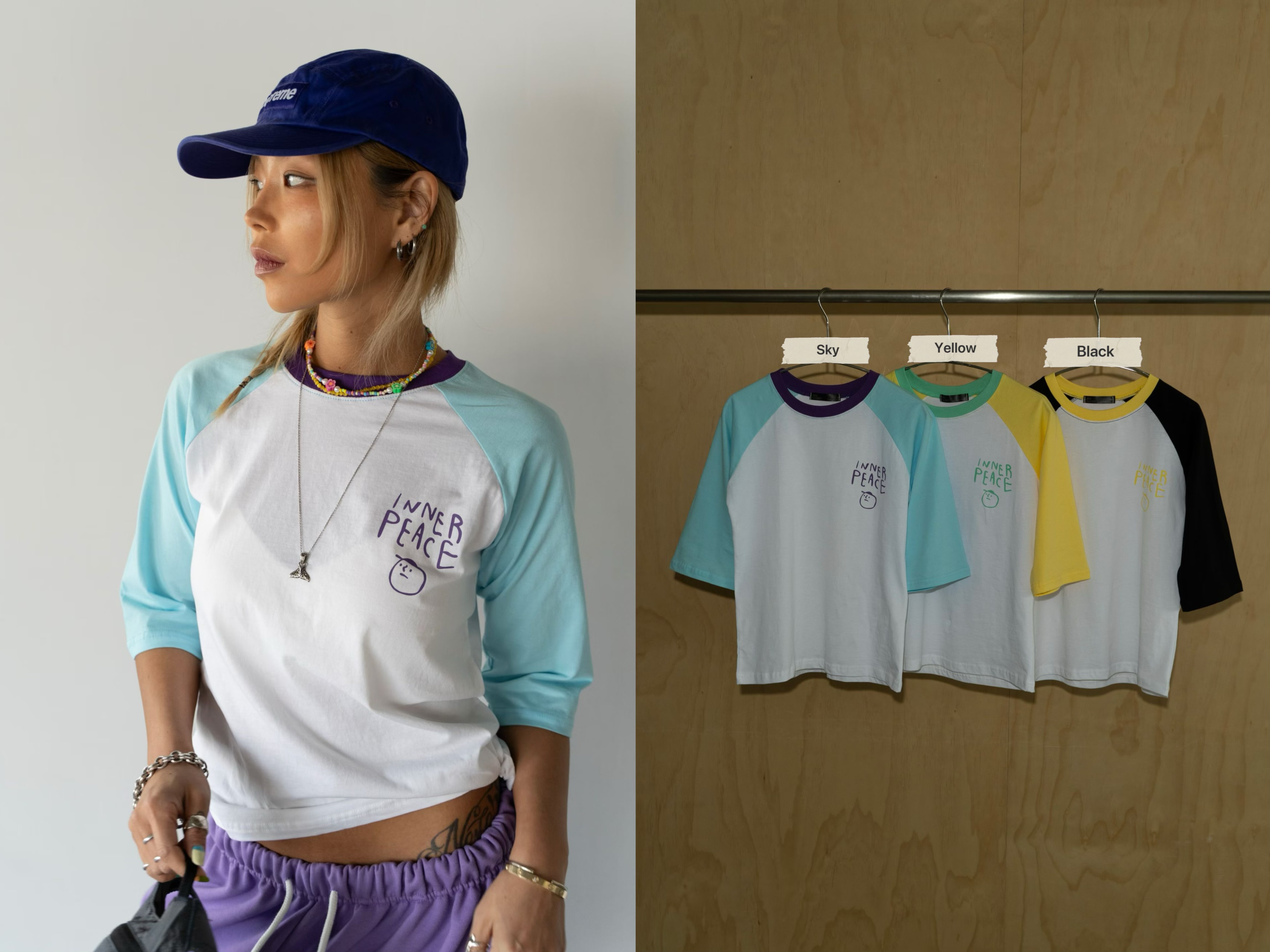 T190426/INNER PEACE COLOUR-BHLOCK TEE 