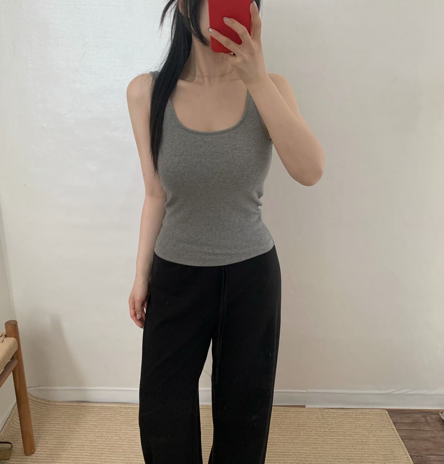 PG31 / LOW BACK RIBBED PADDED TANK TOP