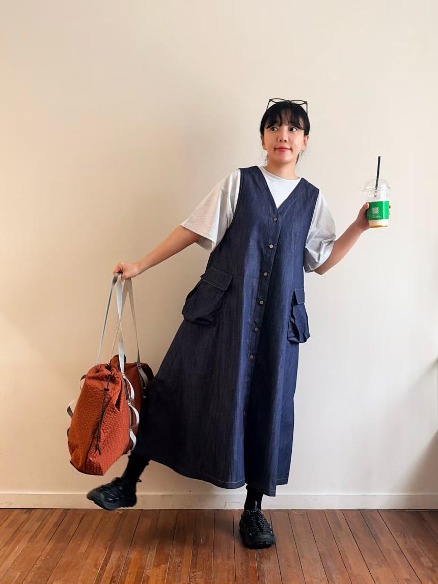 ESTER EMPHASIZED POCKETS PINAFORE DRESS