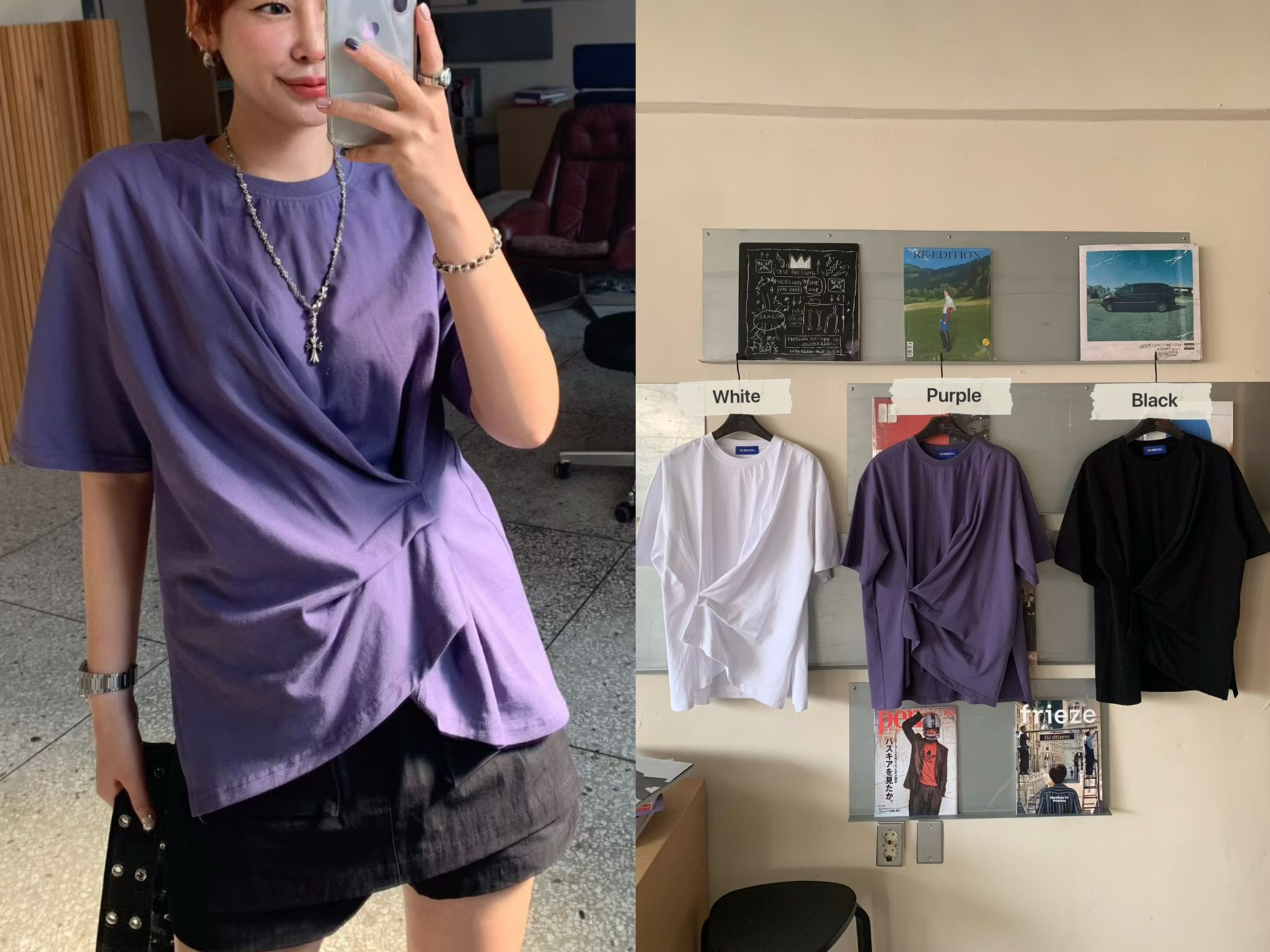 KS14 / DARTED SIDE DETAILS LOOSE FIT TEE