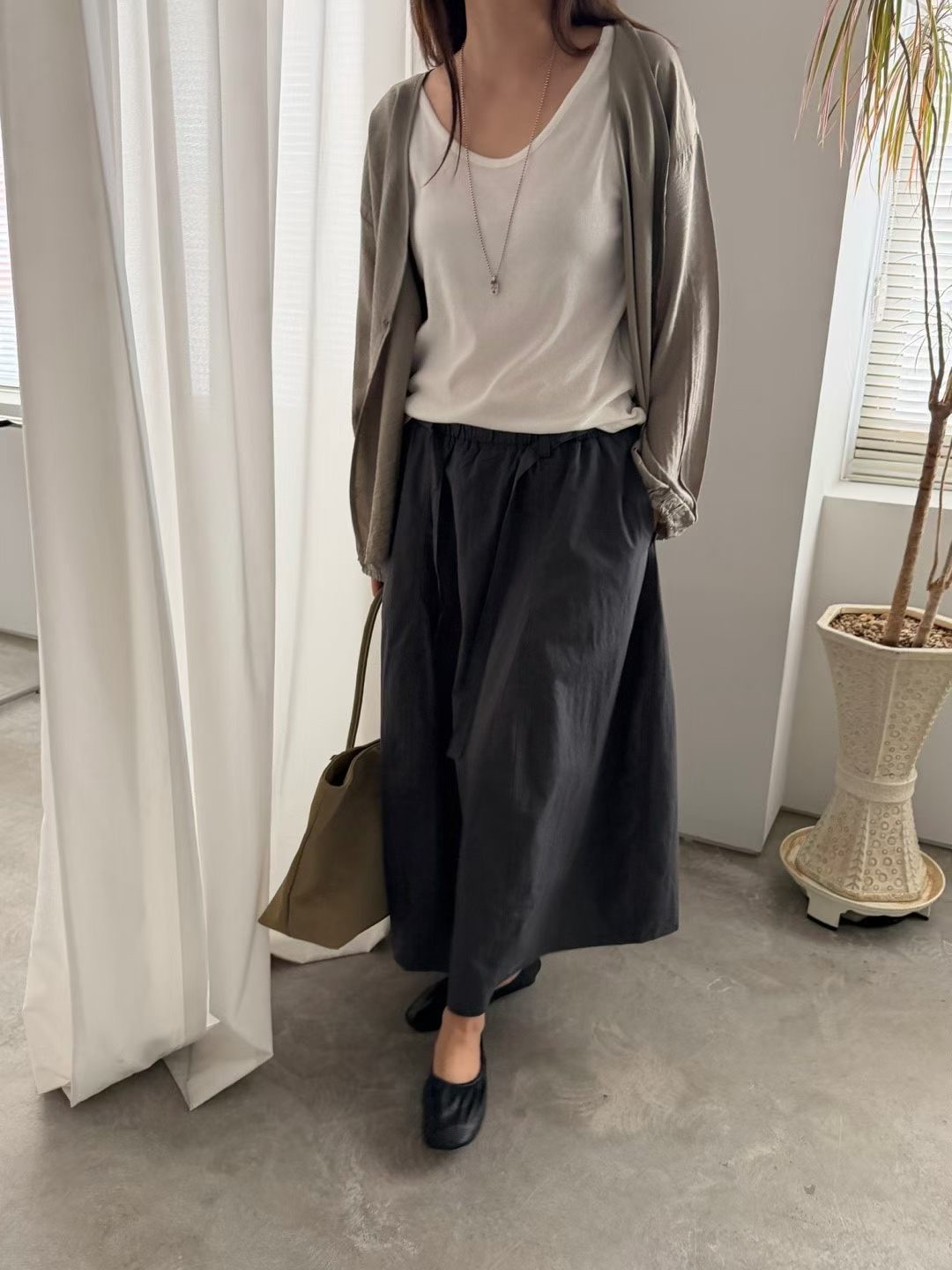 YQ25 / POPLIN MAXI POCKET SKIRT