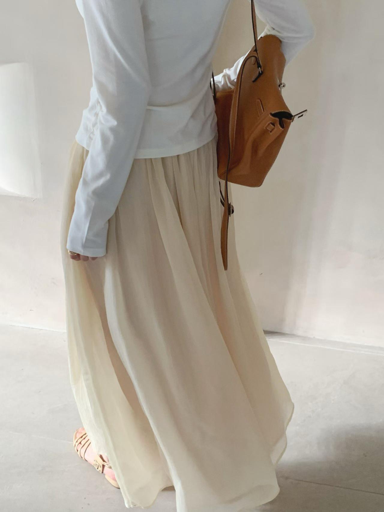EMERALD FLOWY GAUZE SKIRT