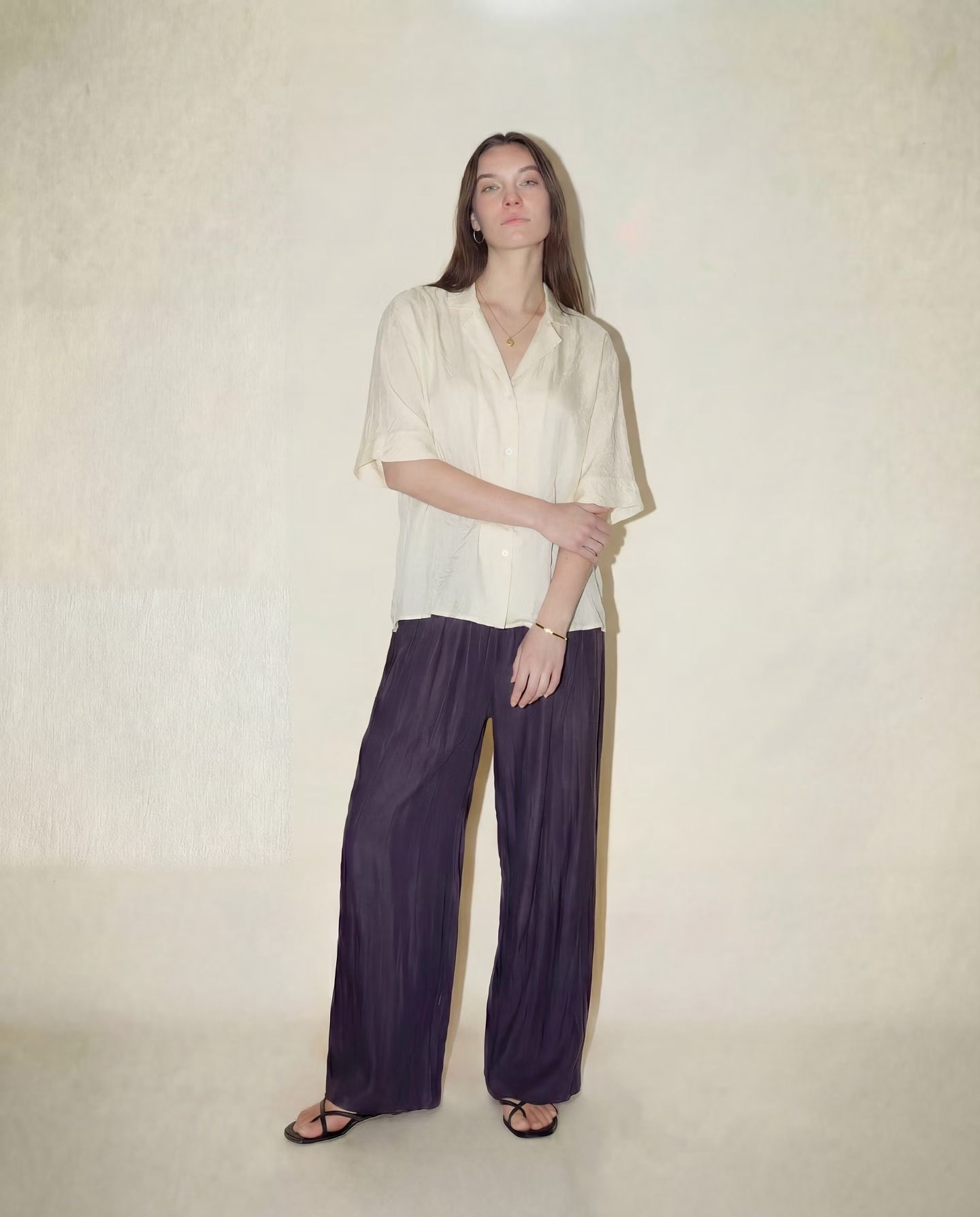 JY19 / ACETATE REVERE COLLAR SOFT SHIRT