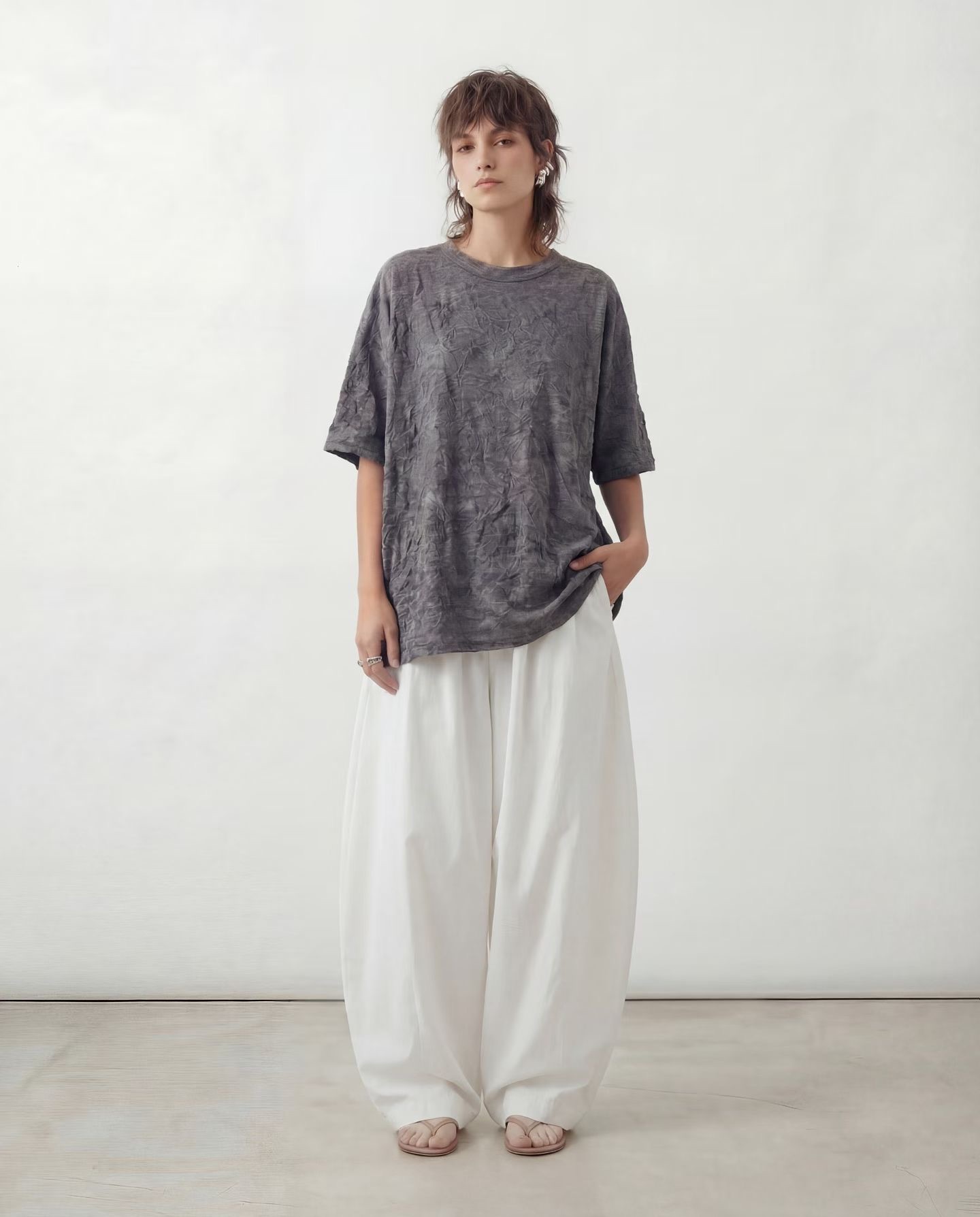 JY14 / BANDED WAIST COCOON TROUSERS