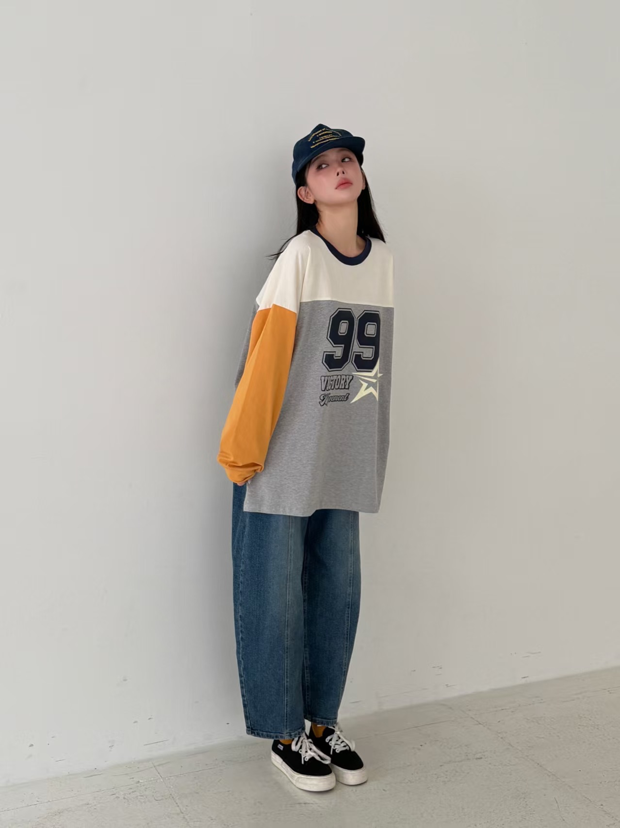 660826 / COLOR BLOCK "99" LONG SLEEVES TOP