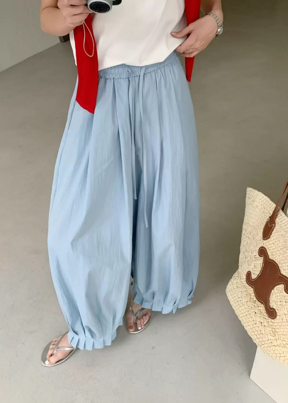 ELISHA PLEATED HEM ELASTIC BANDING PANTS