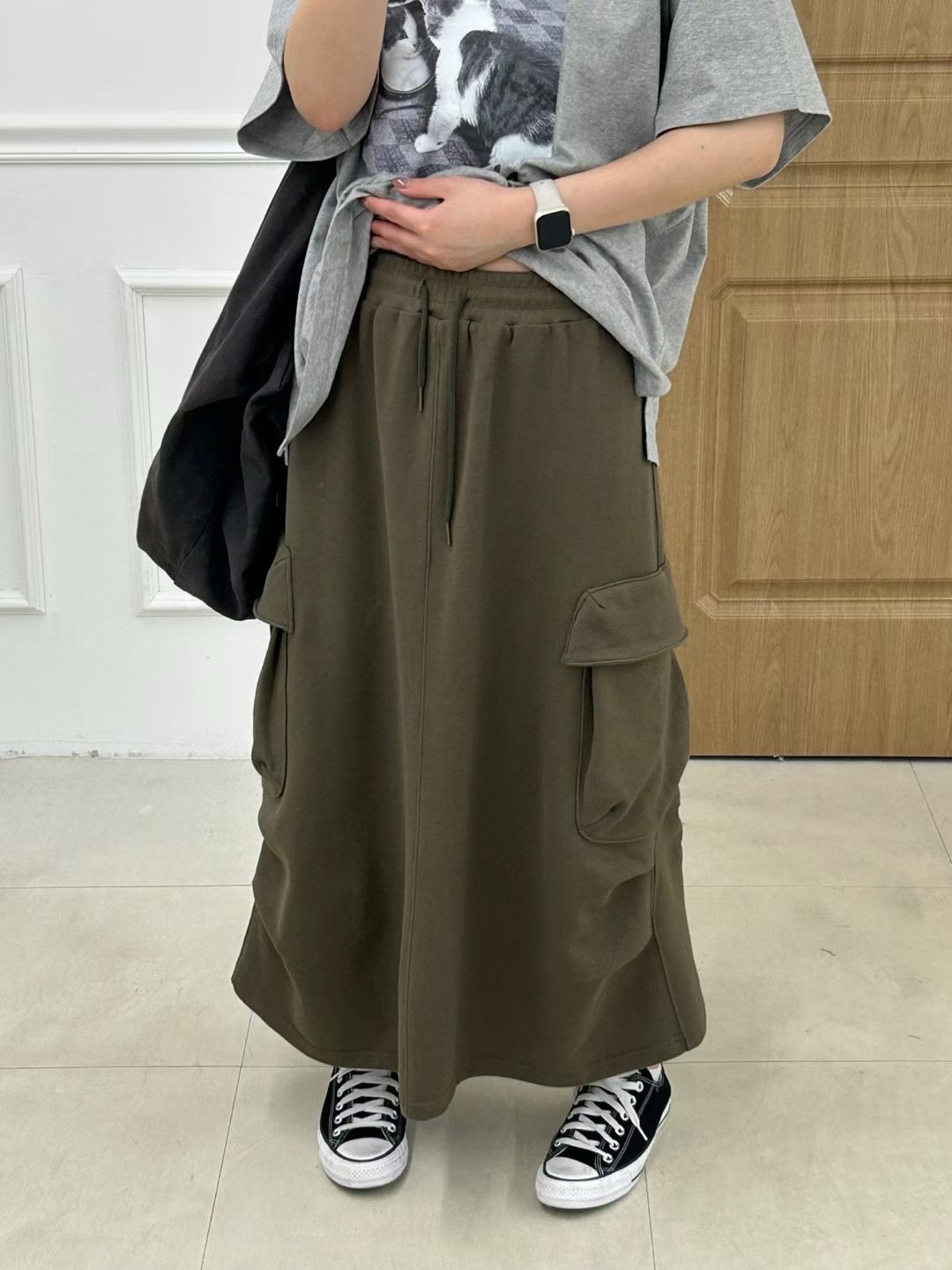 KL18 / UTILITY CARGO POCKET MAXI SKIRT