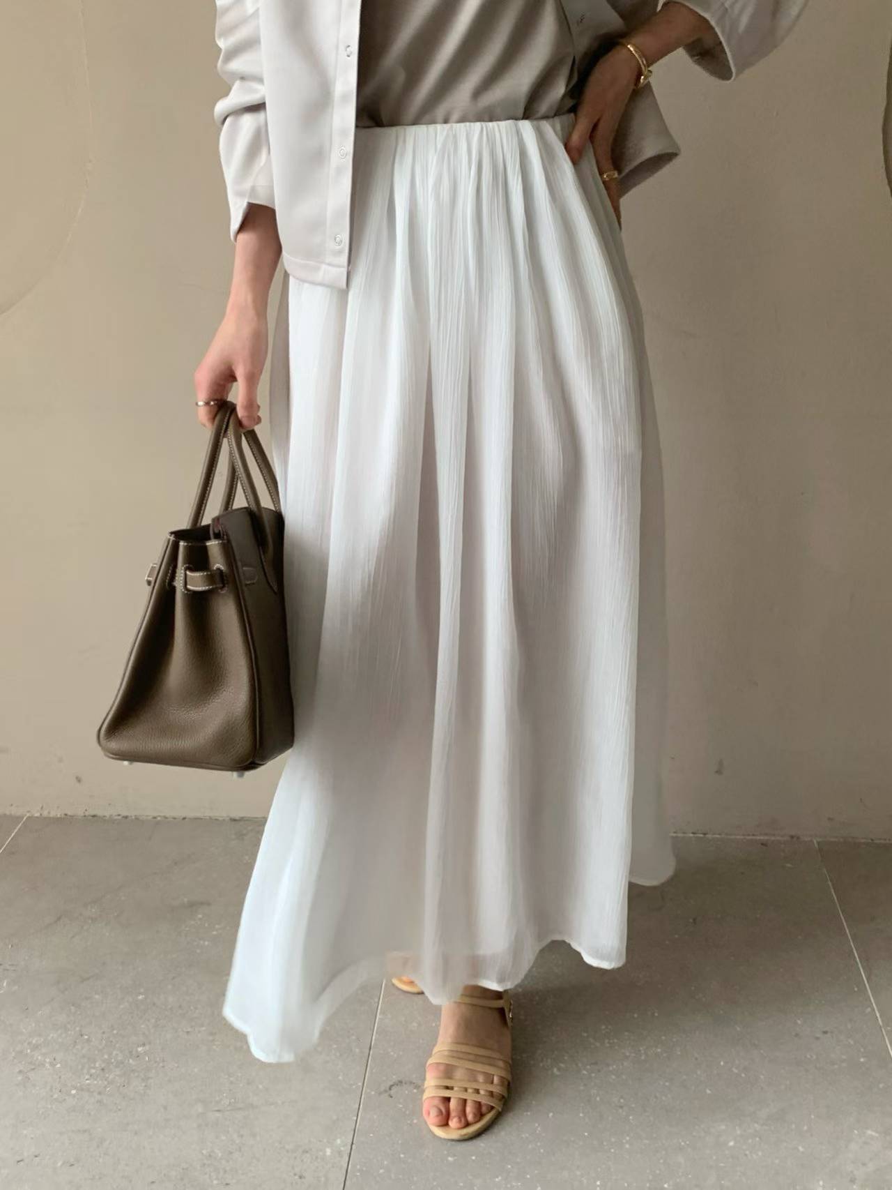 EMERALD FLOWY GAUZE SKIRT