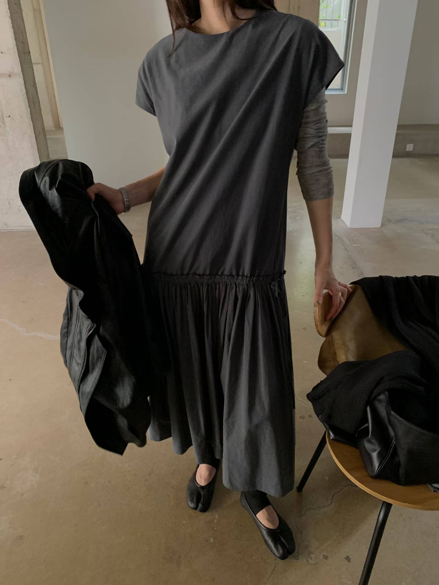 FREYA DROP WAIST CAP SLEEVES DRESS