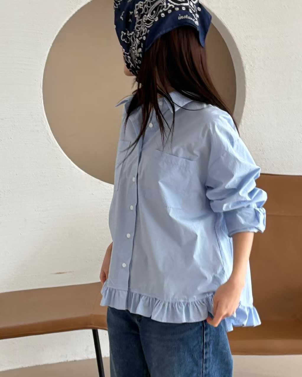 ESME RUFFLE HEM POCKET SHIRT