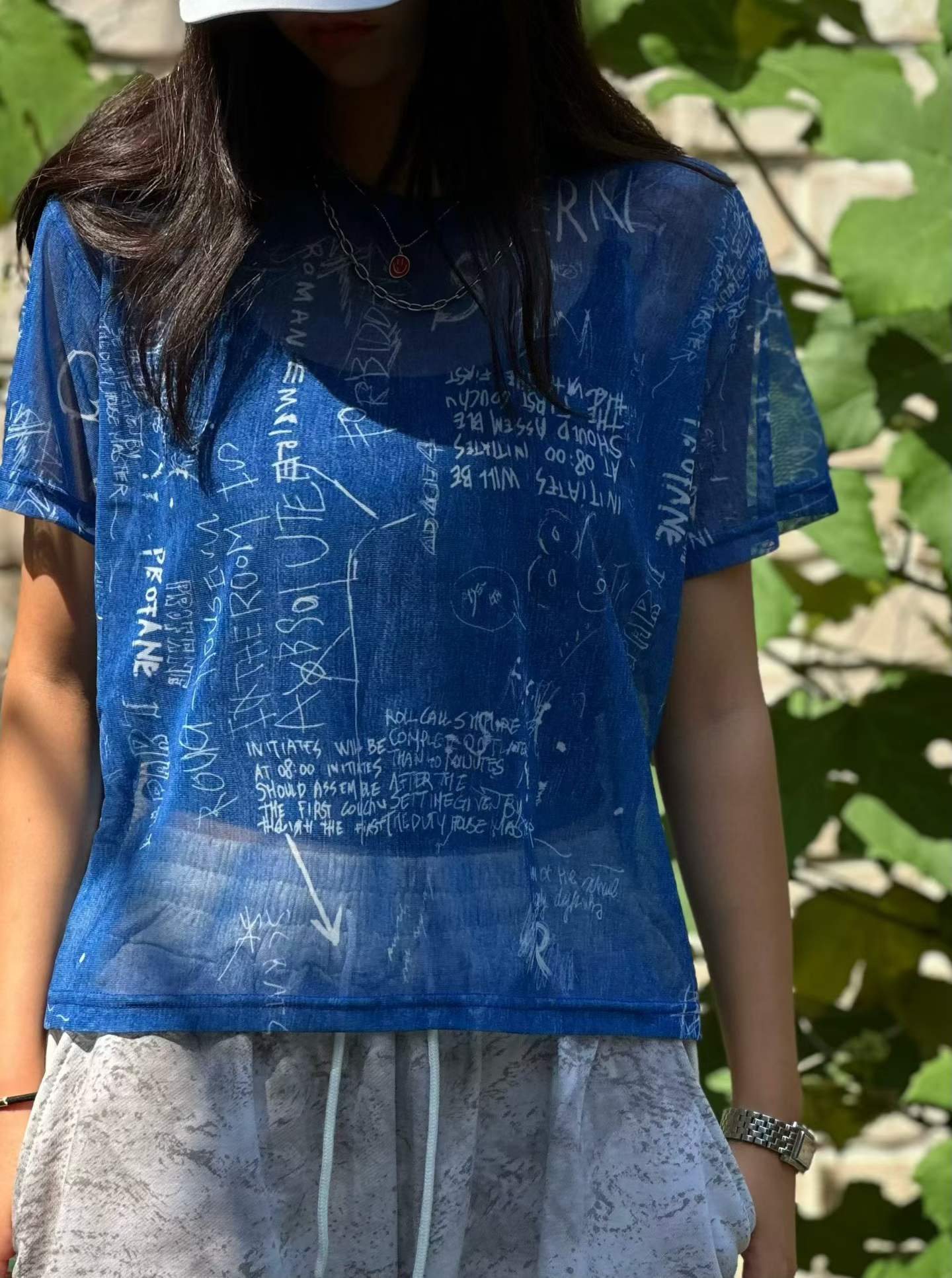FIONA GRAFFITI SEE-THROUGH TEE
