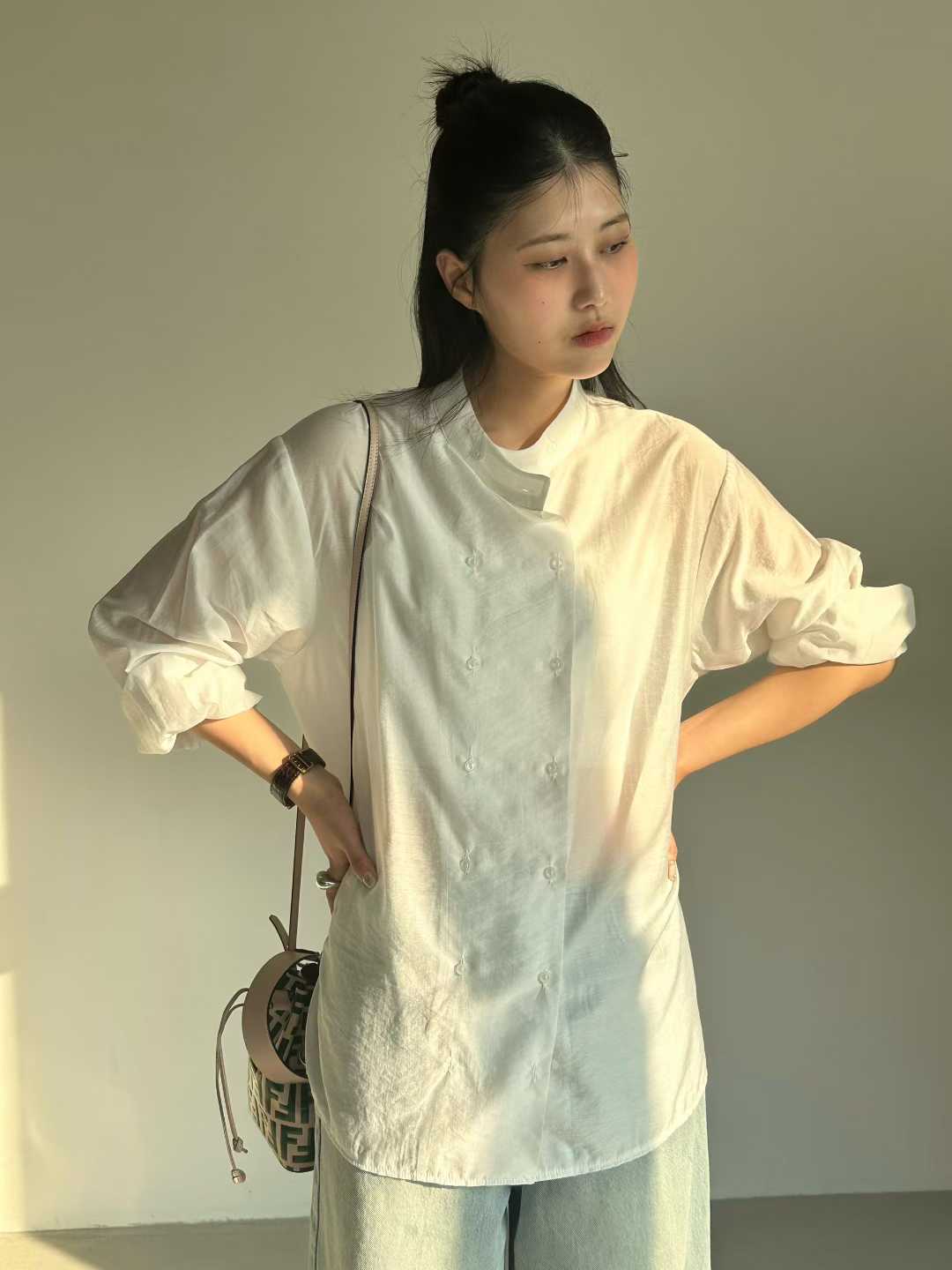 ESTHER DOUBLE BREASTED MANDARIN SHIRT