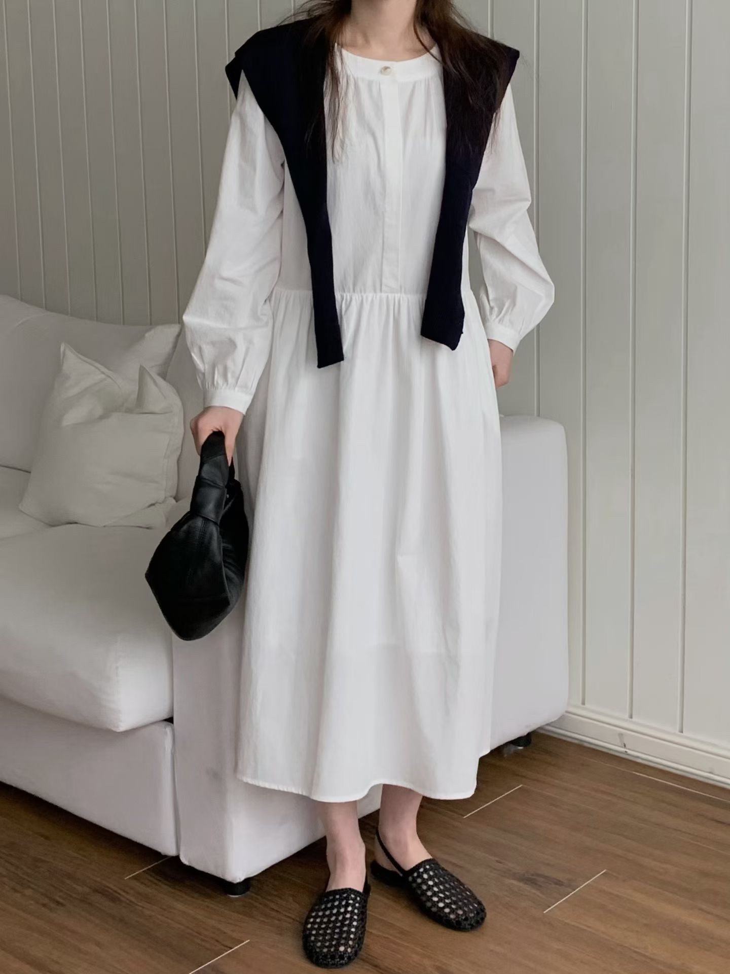 JU12 / DROP WAIST BUTTON DOWN DRESS