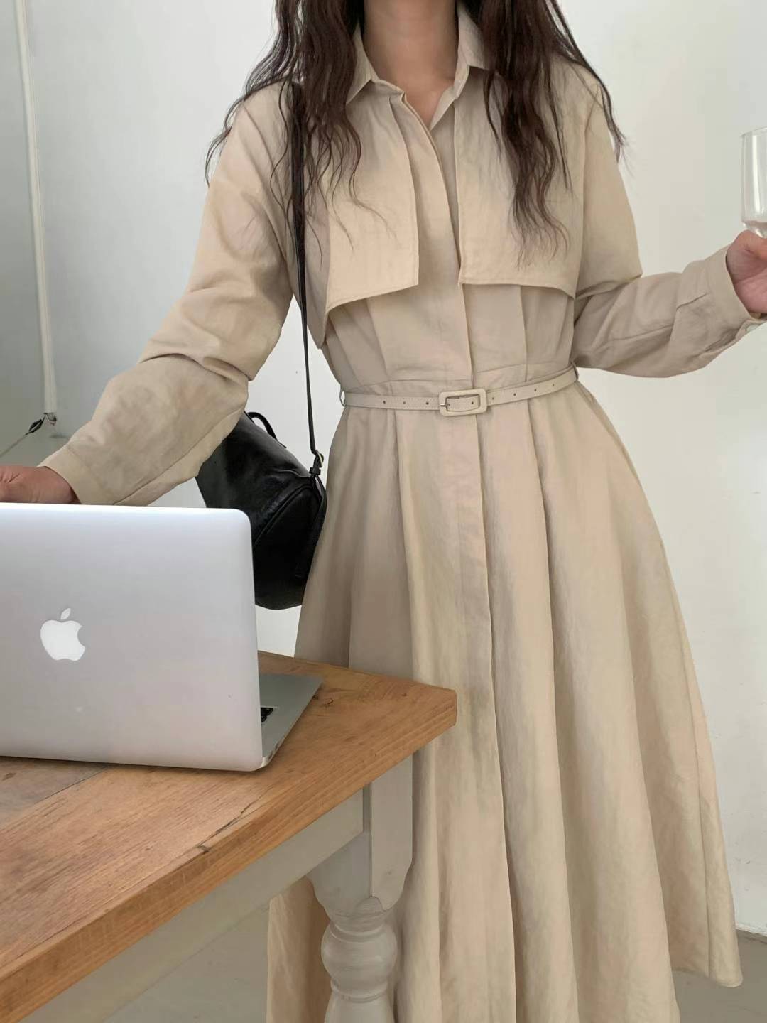 CARSON BELTED TRENCH DRESS