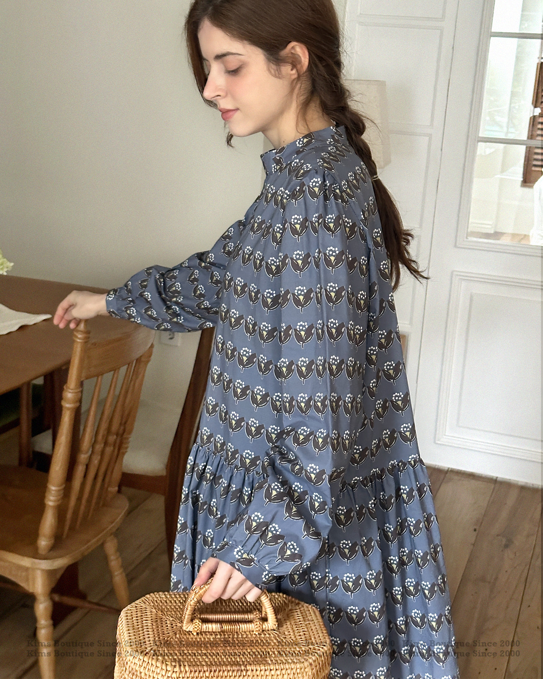 KB05 / Volume Sleeves Printed Loosefit Dress