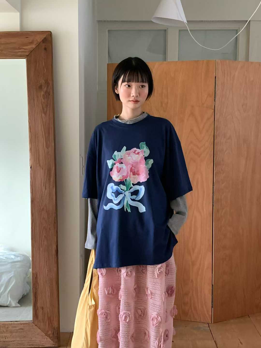 ELODIE FLOWER BOUQUET OVERSIZED TEE