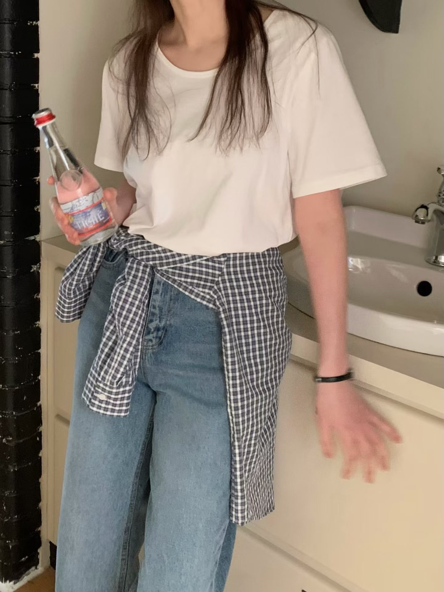 JU05 / ROUND NECKLINE COTTON TEE