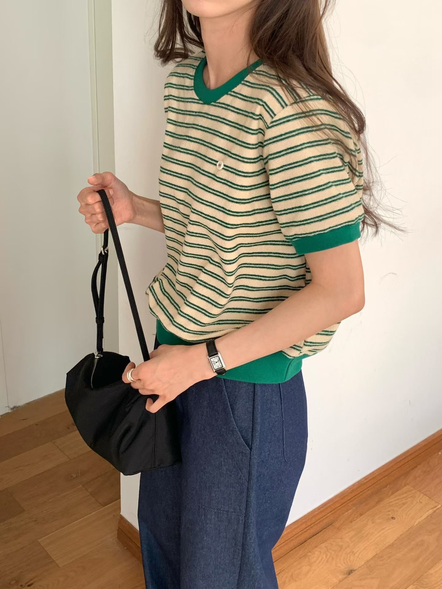 EVAN WAIST BANDING STRIPE TOP