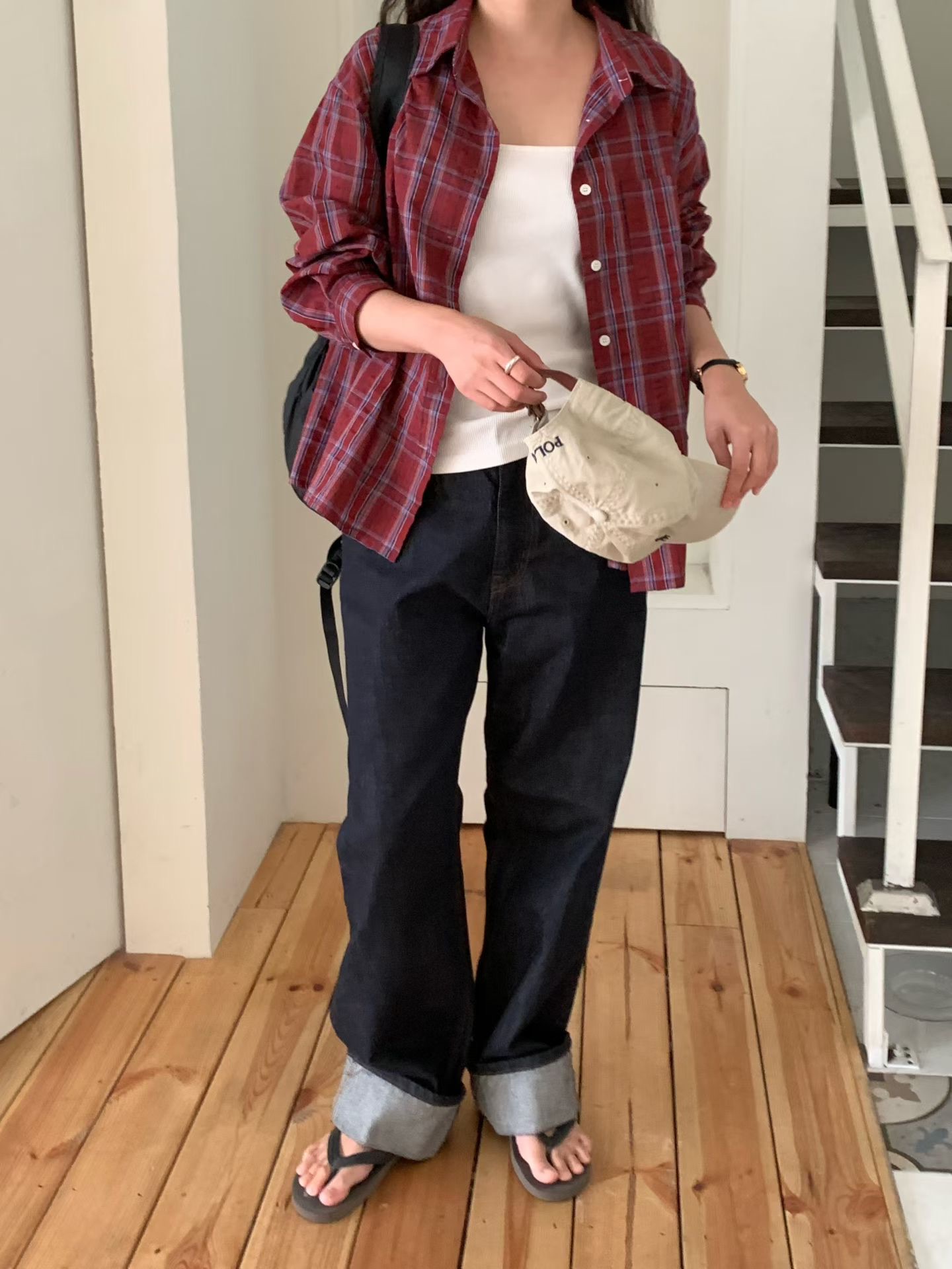 610826 / BUTTON DOWN PLAID SHIRT