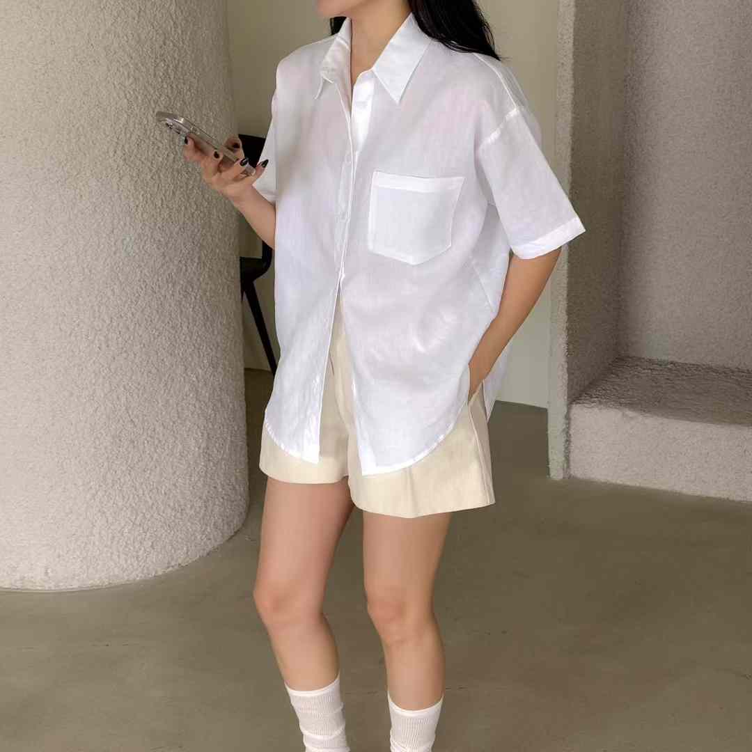 DION SHORT SLEEVES POCKET COLLAR SHIRT