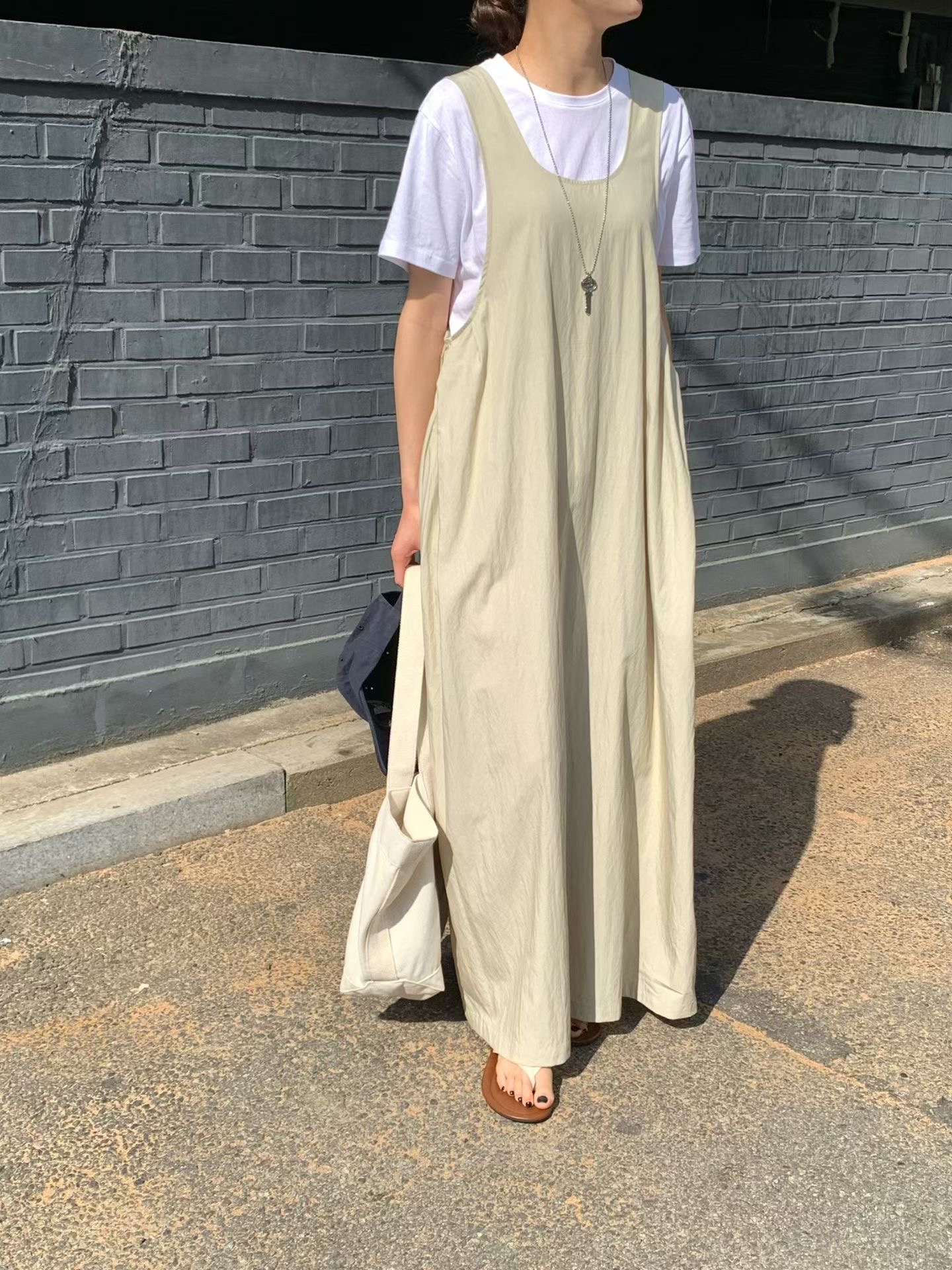 800426/ADJUSTABLE STRAP PINAFORE DRESS 