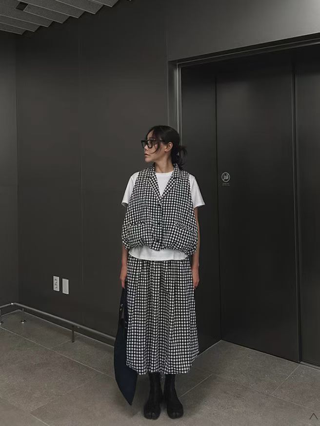 ELIORA CHECKERED BUBBLE SKIRT