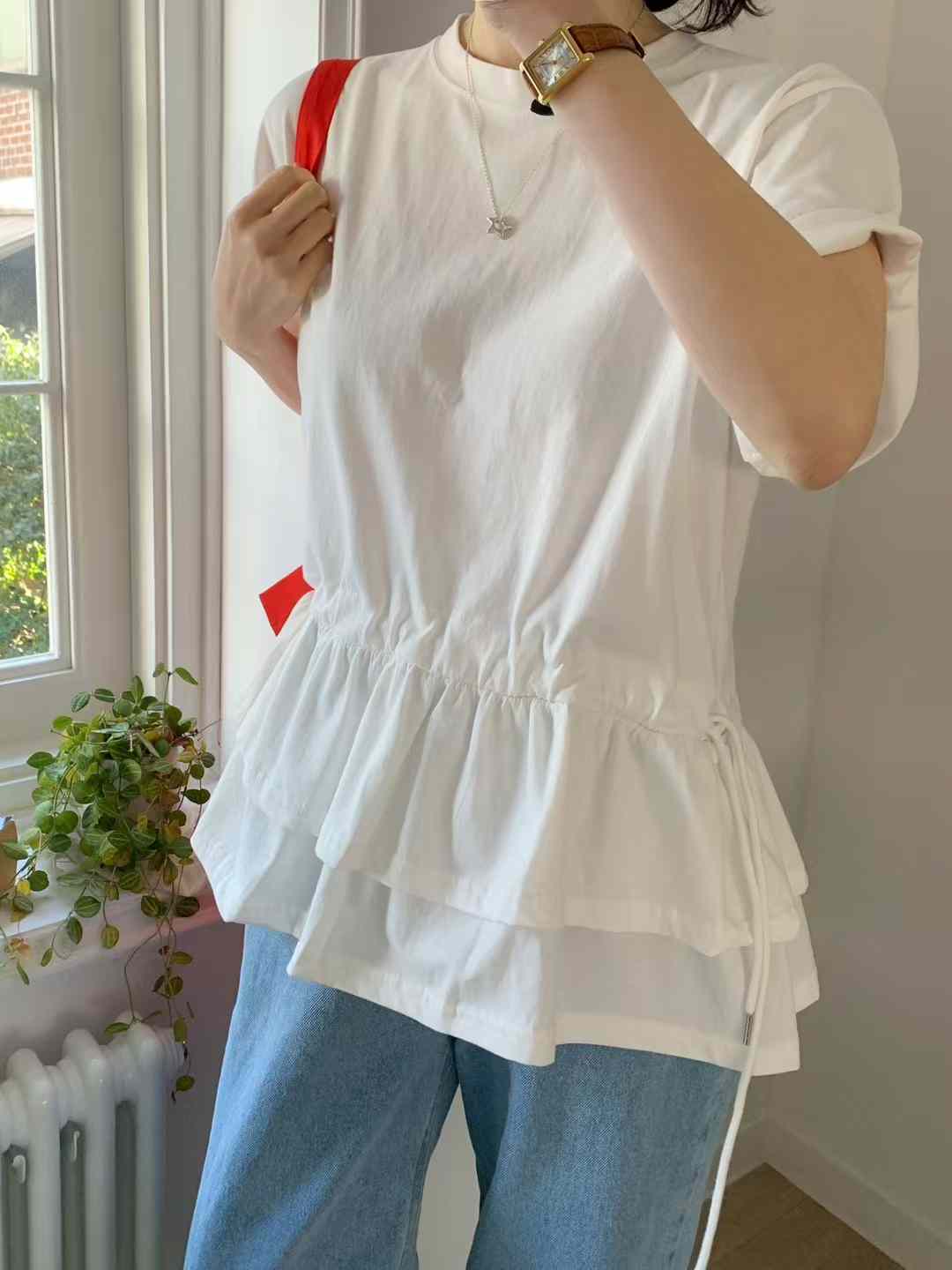 CLAIRE WAIST TIE PEPLUM TOP
