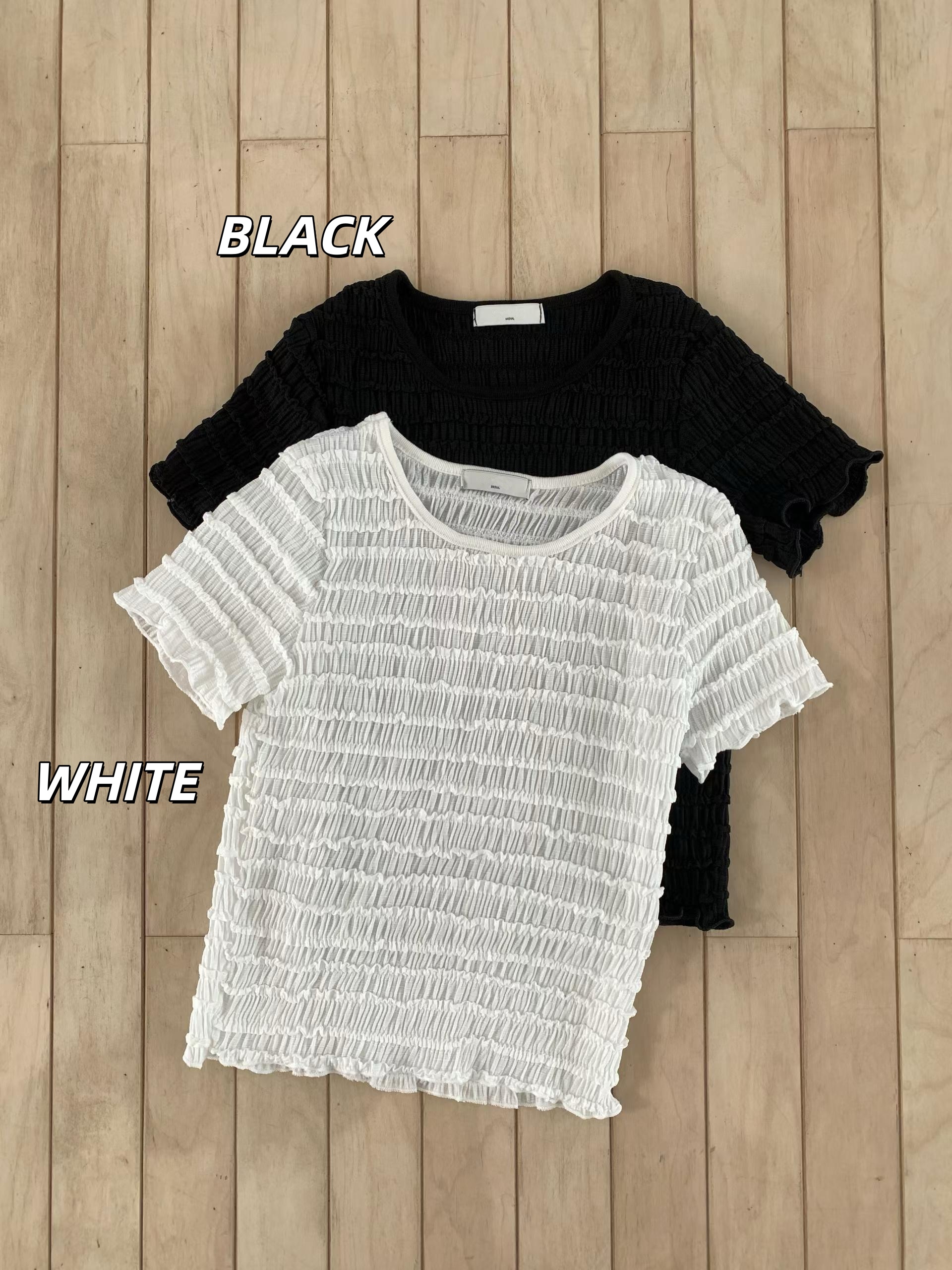 FRANCESCA TEXTURED RUCH TEE