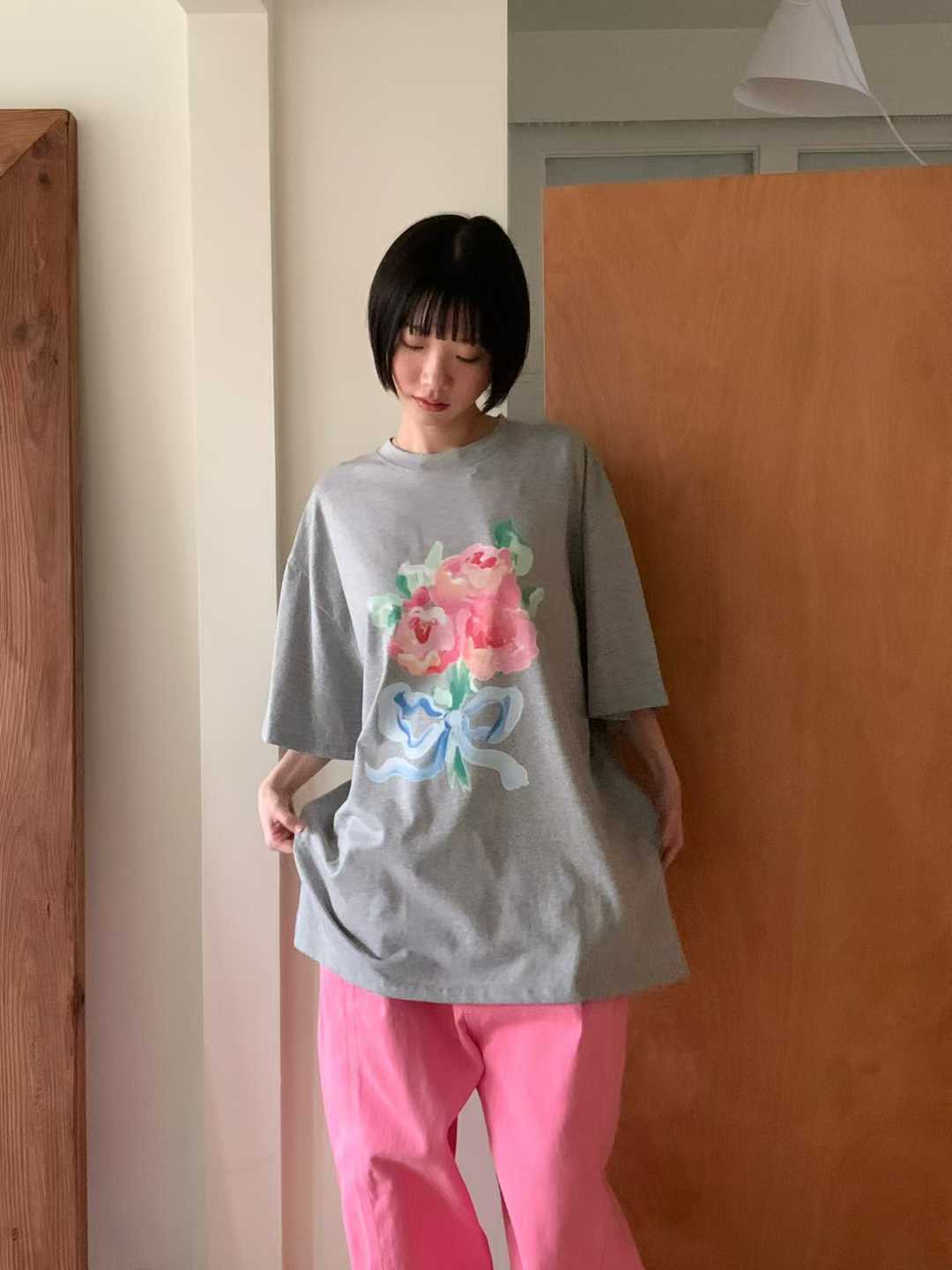 ELODIE FLOWER BOUQUET OVERSIZED TEE