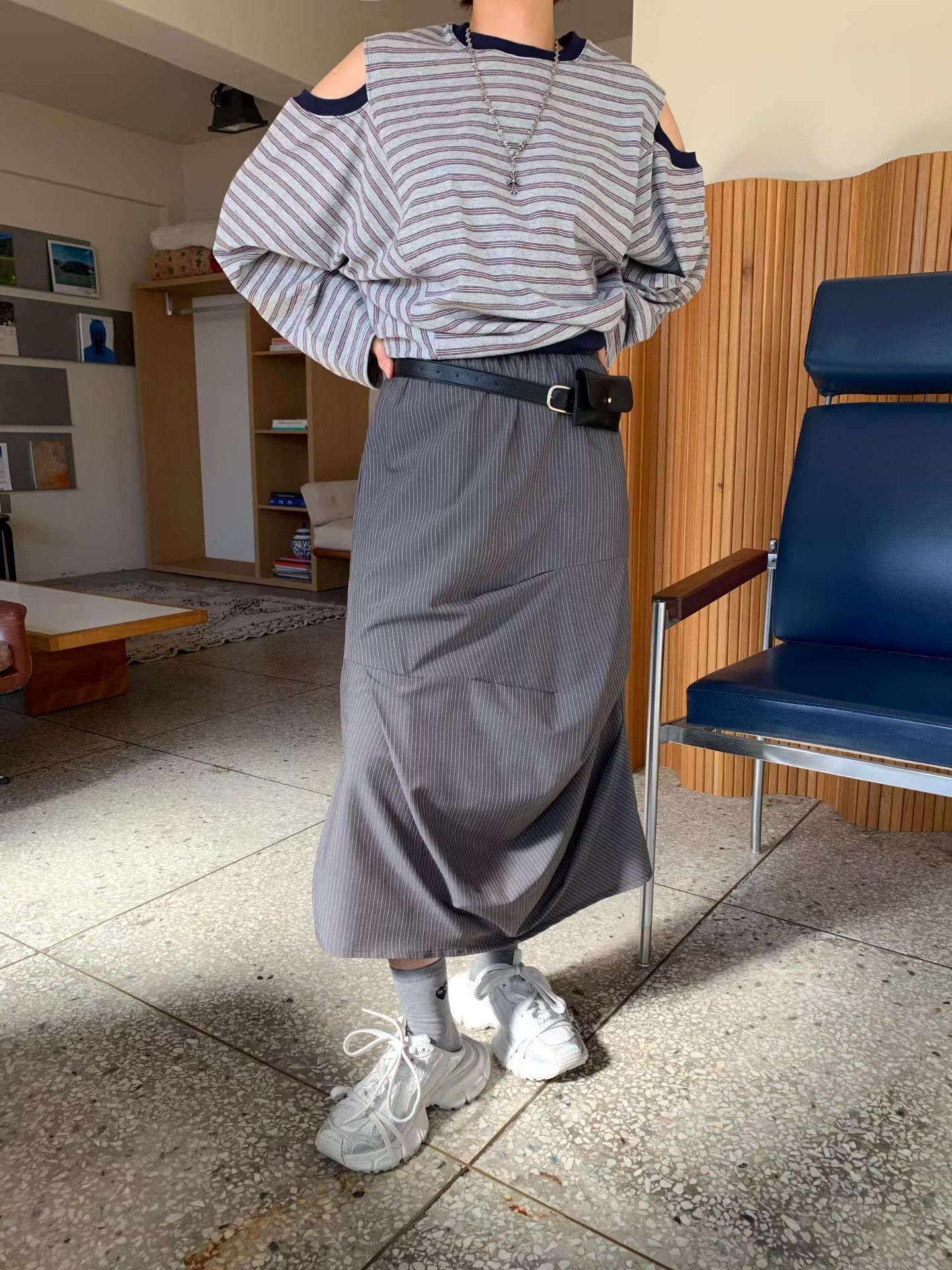 KL13 / BANDED WAIST DRAPE SKIRT