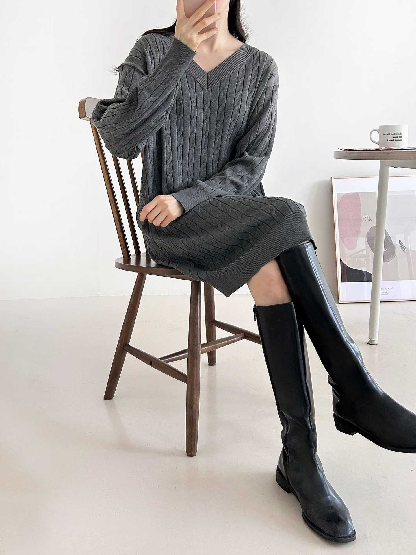 ELEANOR CABLE KNIT MIDI SWEATER DRESS