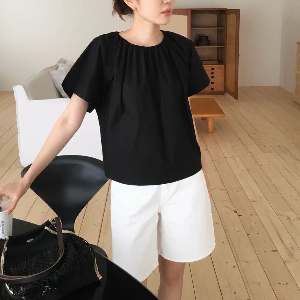EDDIE SHIRRING COLLAR BLOUSE