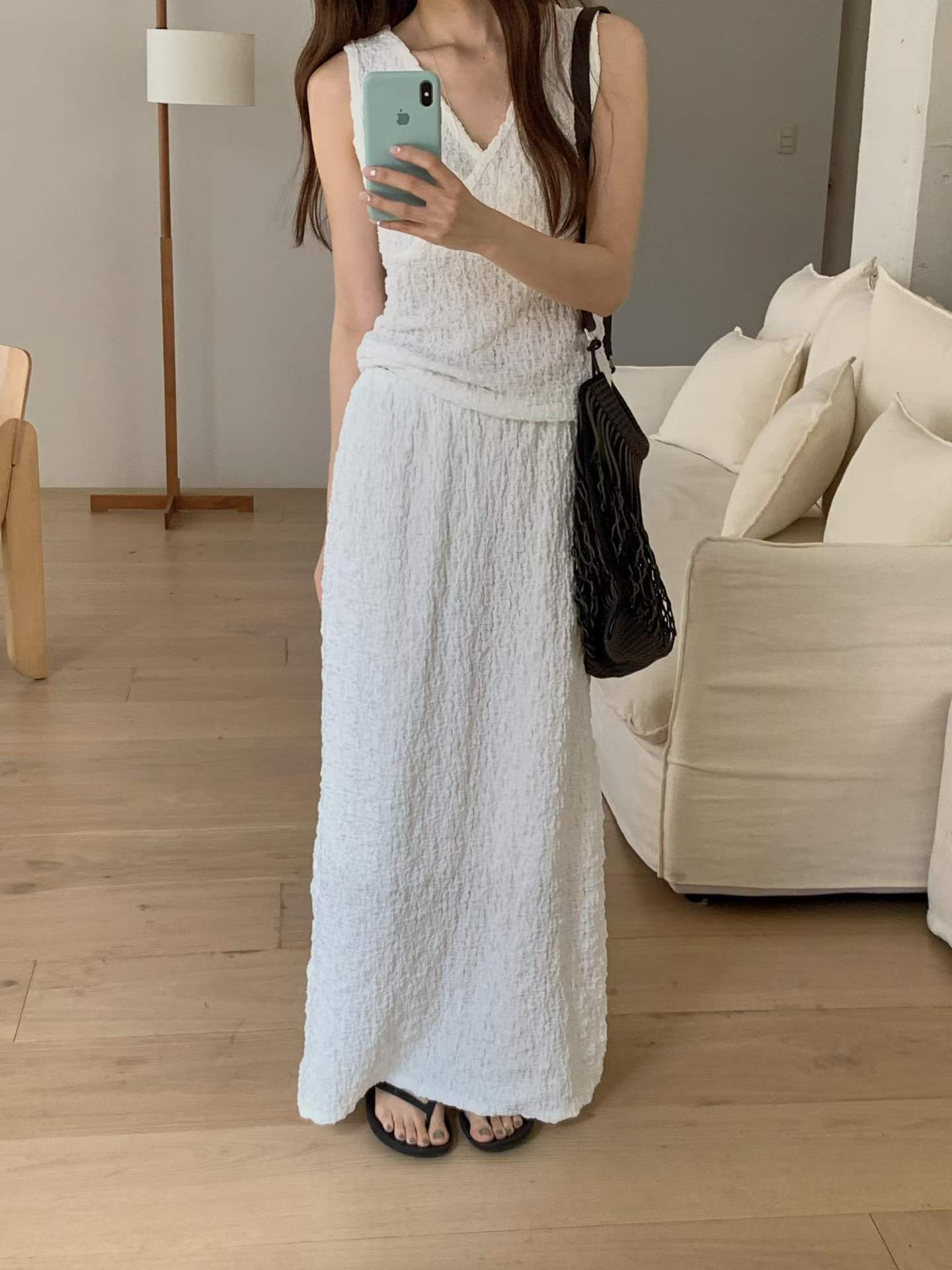 FINLEE TEXTURED BANDING MAXI SKIRT